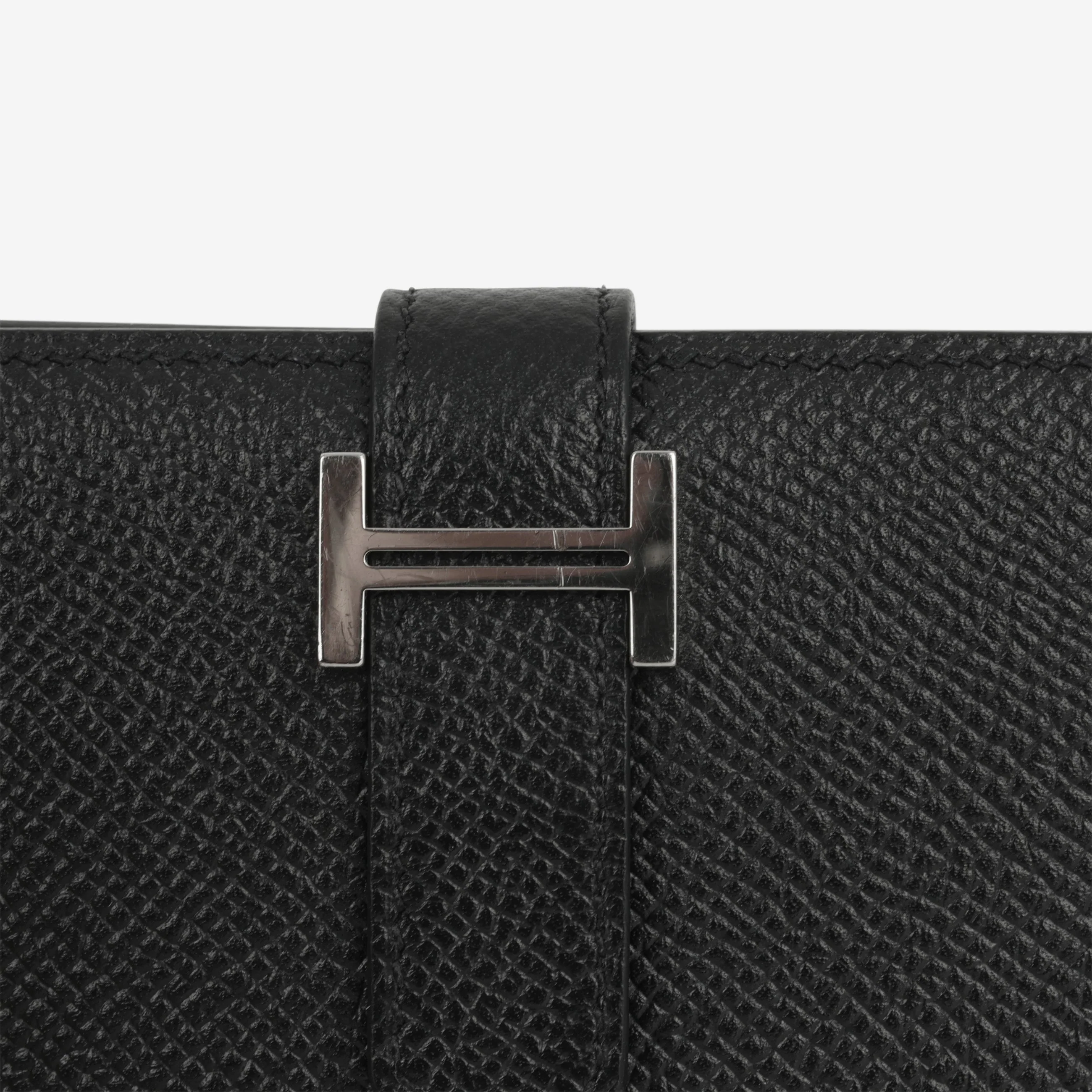 Hermès Bearn Compact Wallet - Black Epsom | Palladium Hardware - Image 5