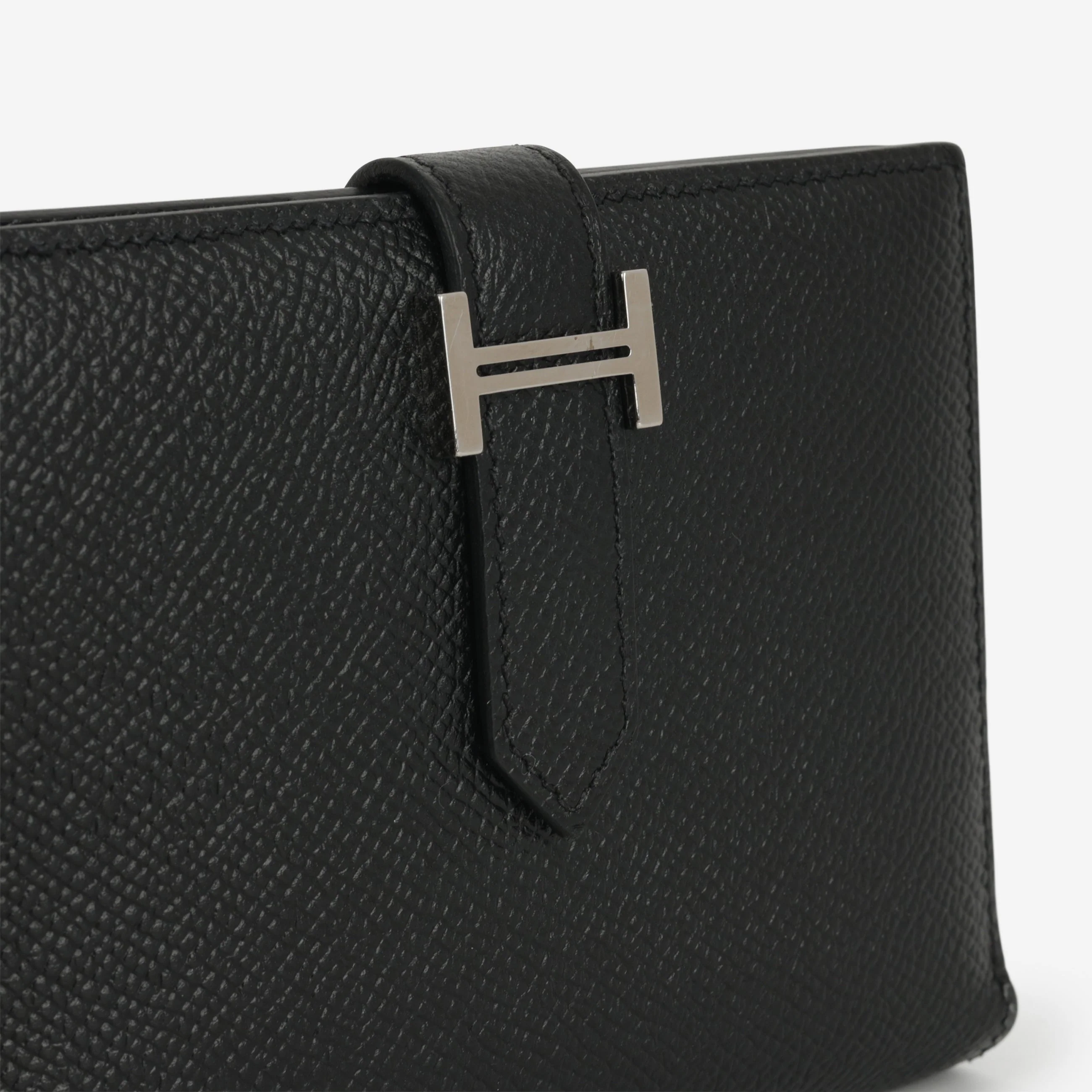 Hermès Bearn Compact Wallet - Black Epsom | Palladium Hardware - Image 7