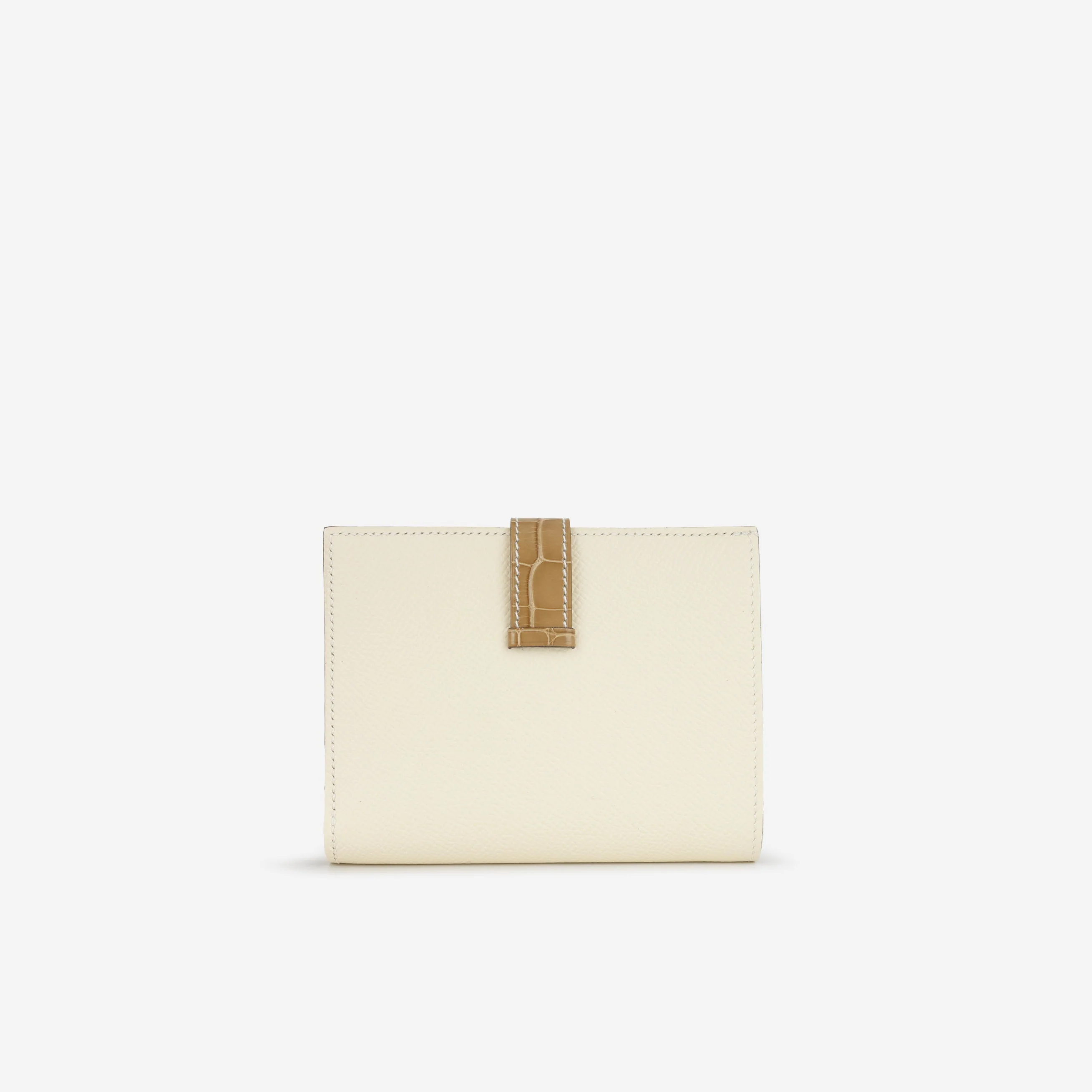Hermès Bearn Compact Wallet - Nata Epsom / Beige Sable Alligator | Palladium Hardware - Image 3
