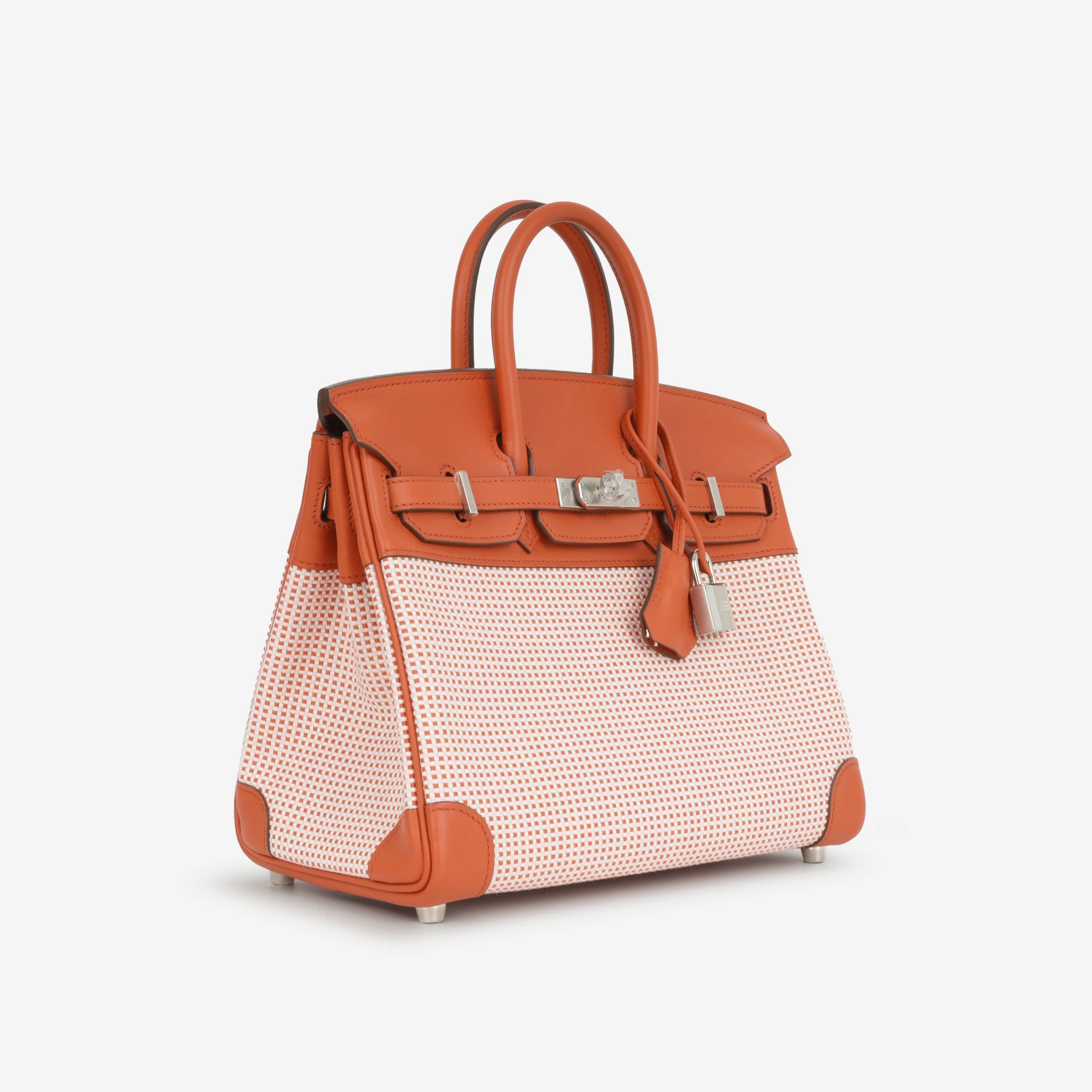 Hermès Birkin 25 - Brique Swift / Mauve Sylvester & Ecru Toile | Palladium Hardware - Image 2