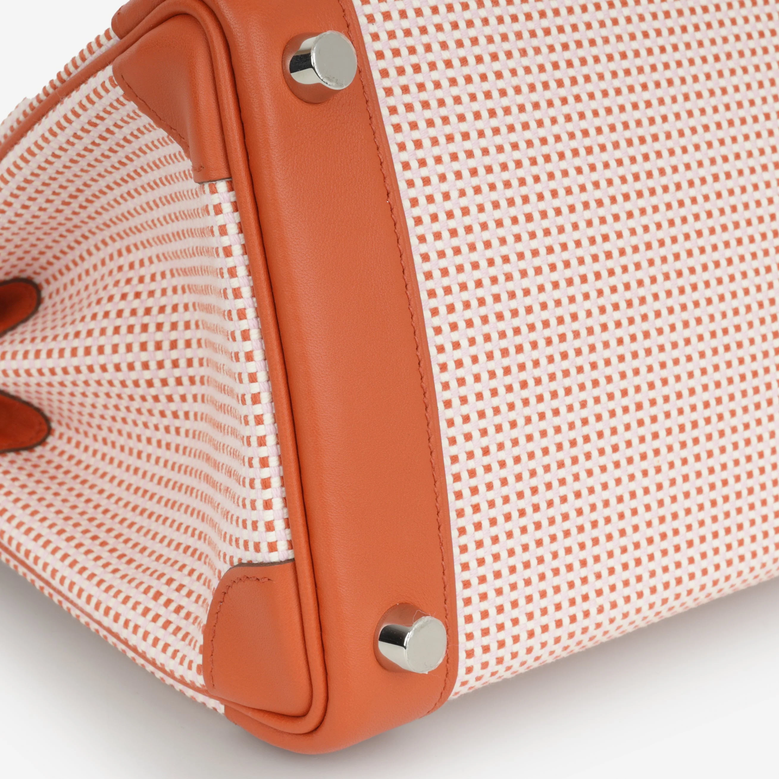 Hermès Birkin 25 - Brique Swift / Mauve Sylvester & Ecru Toile | Palladium Hardware - Image 5