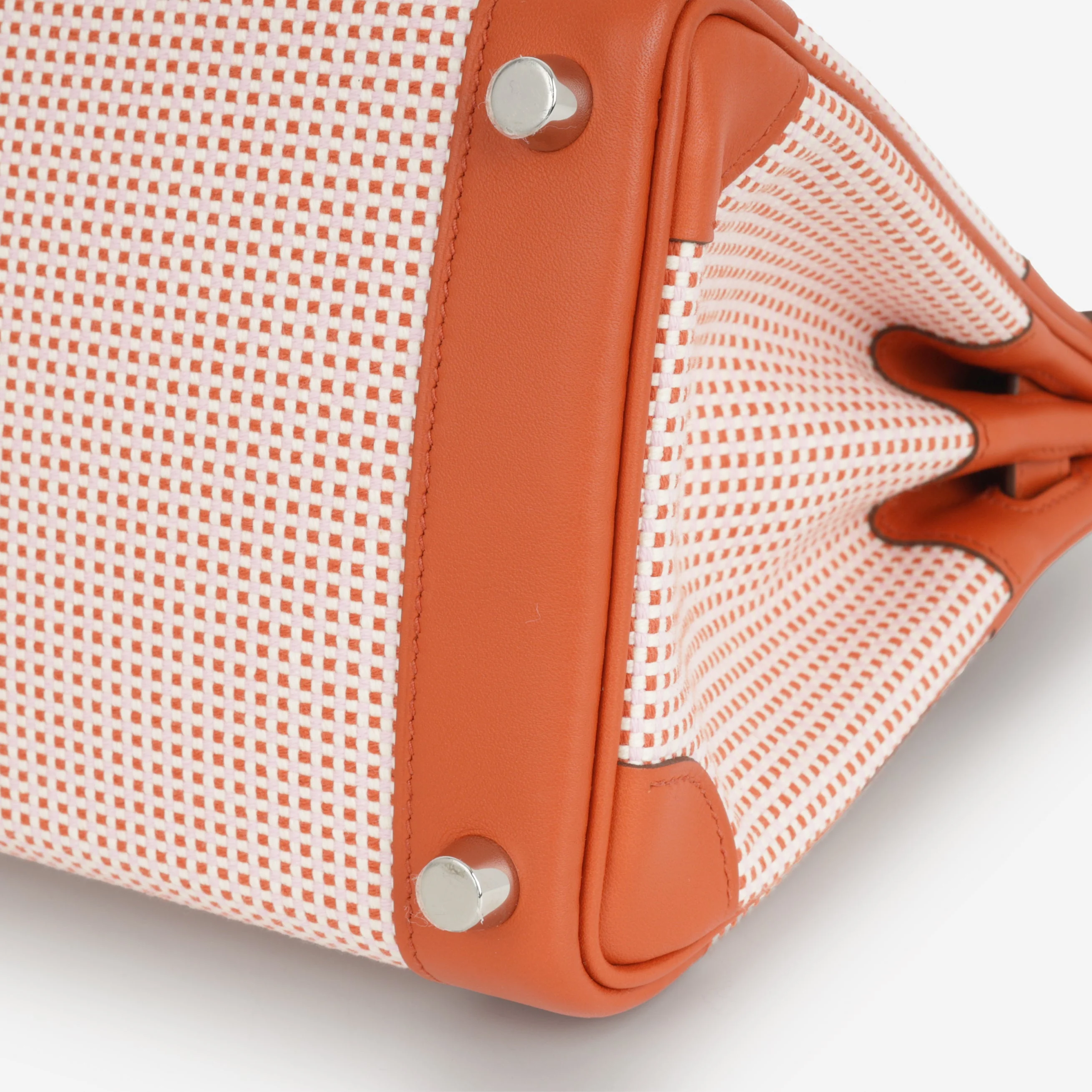 Hermès Birkin 25 - Brique Swift / Mauve Sylvester & Ecru Toile | Palladium Hardware - Image 6