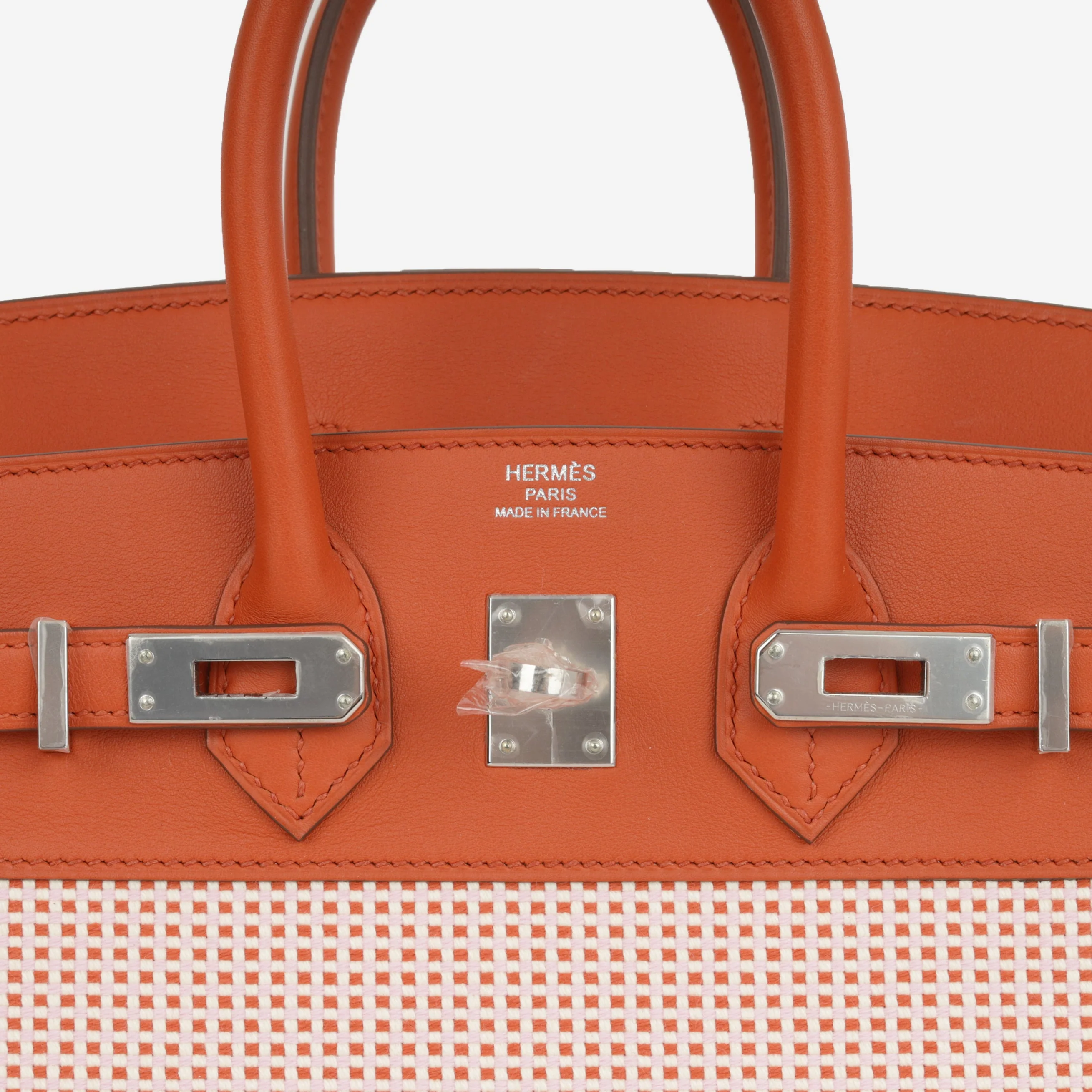 Hermès Birkin 25 - Brique Swift / Mauve Sylvester & Ecru Toile | Palladium Hardware - Image 7