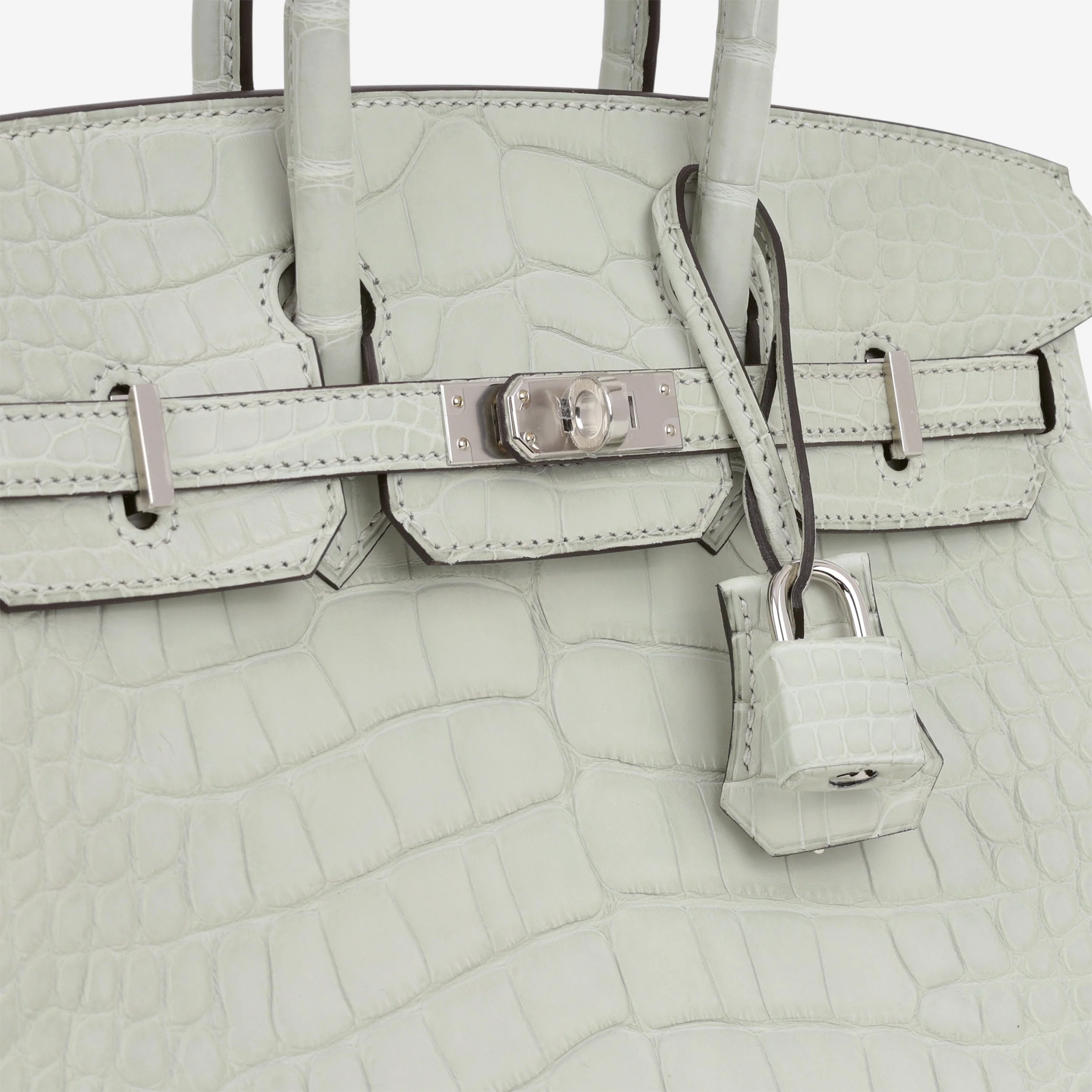 Hermès Birkin 25 - Gris Neve Matte Alligator | Palladium Hardware - Image 9