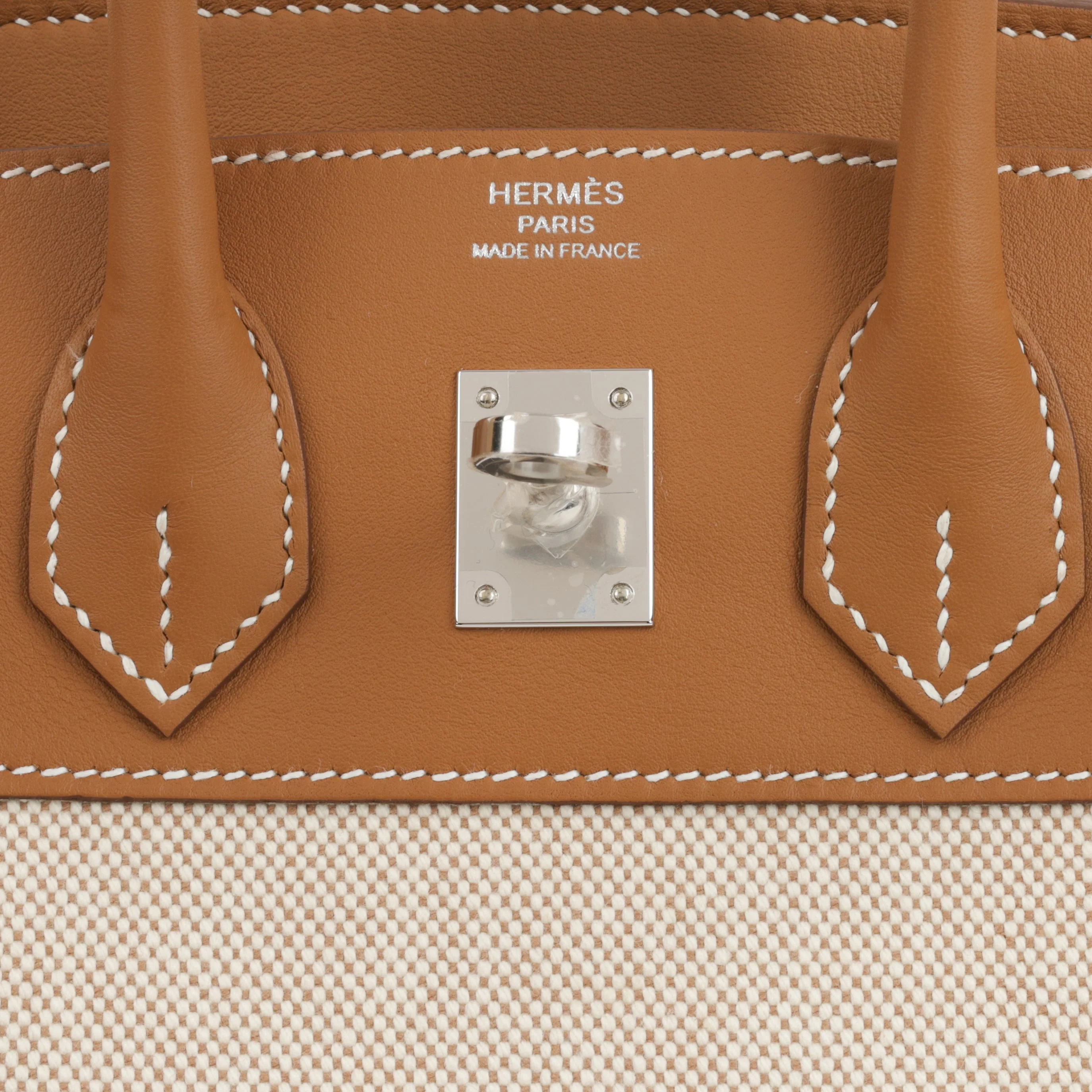 Hermès Birkin 25 Toile - Gold Swift/Ecru Canvas | Palladium Hardware - Image 10