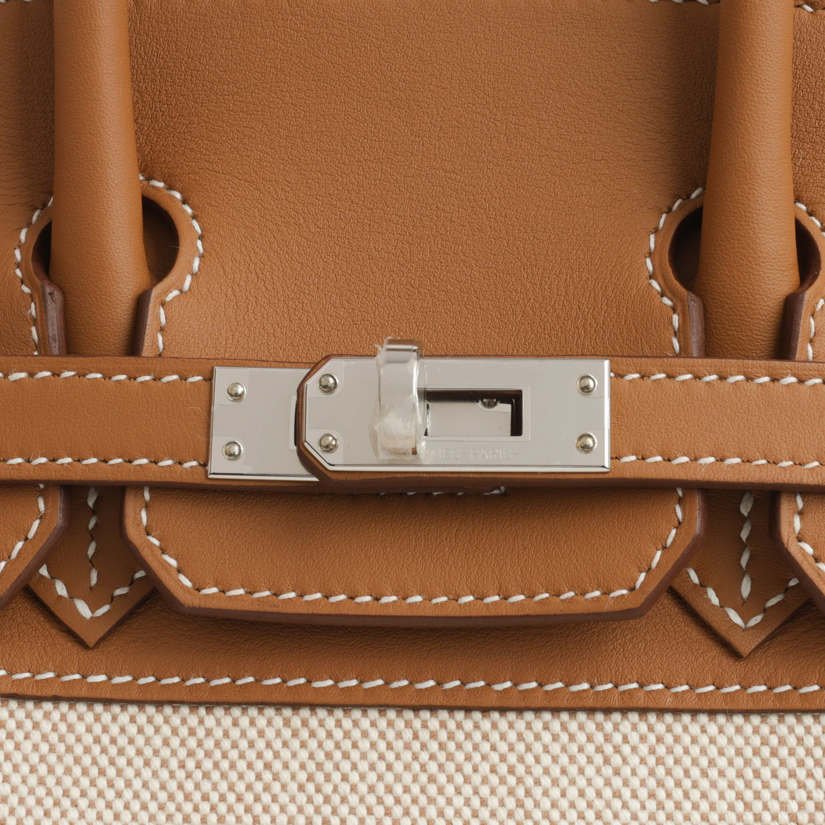 Hermès Birkin 25 Toile - Gold Swift/Ecru Canvas | Palladium Hardware - Image 13