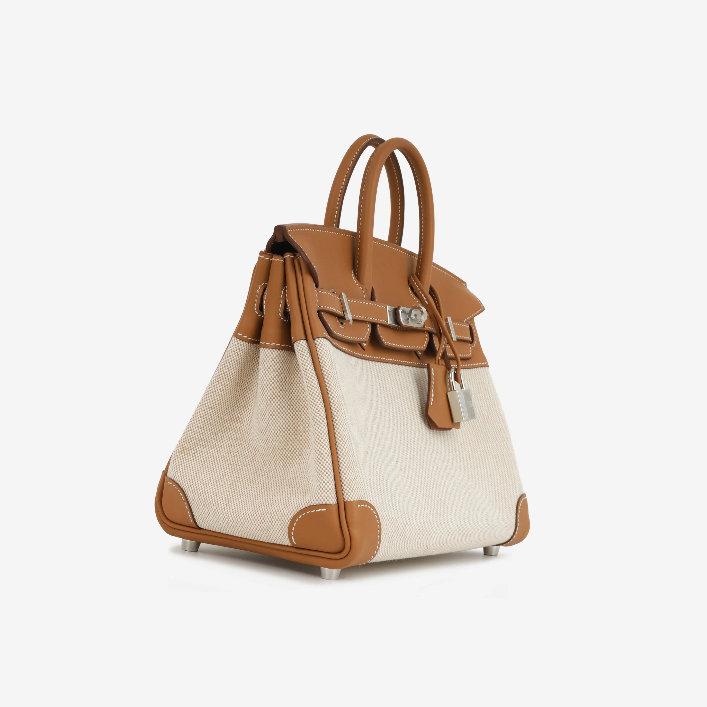 Hermès Birkin 25 Toile - Gold Swift/Ecru Canvas | Palladium Hardware - Image 2