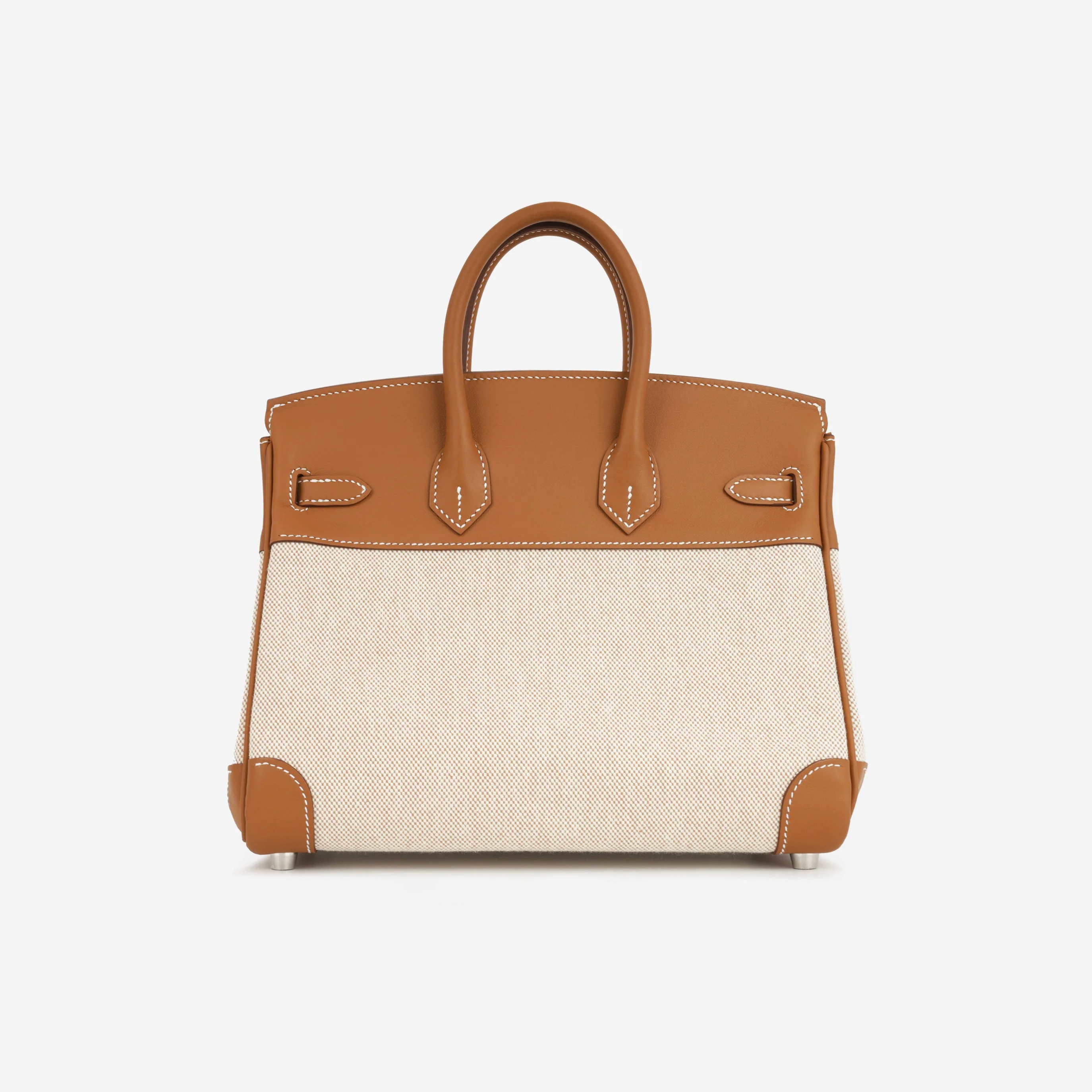 Hermès Birkin 25 Toile - Gold Swift/Ecru Canvas | Palladium Hardware - Image 3