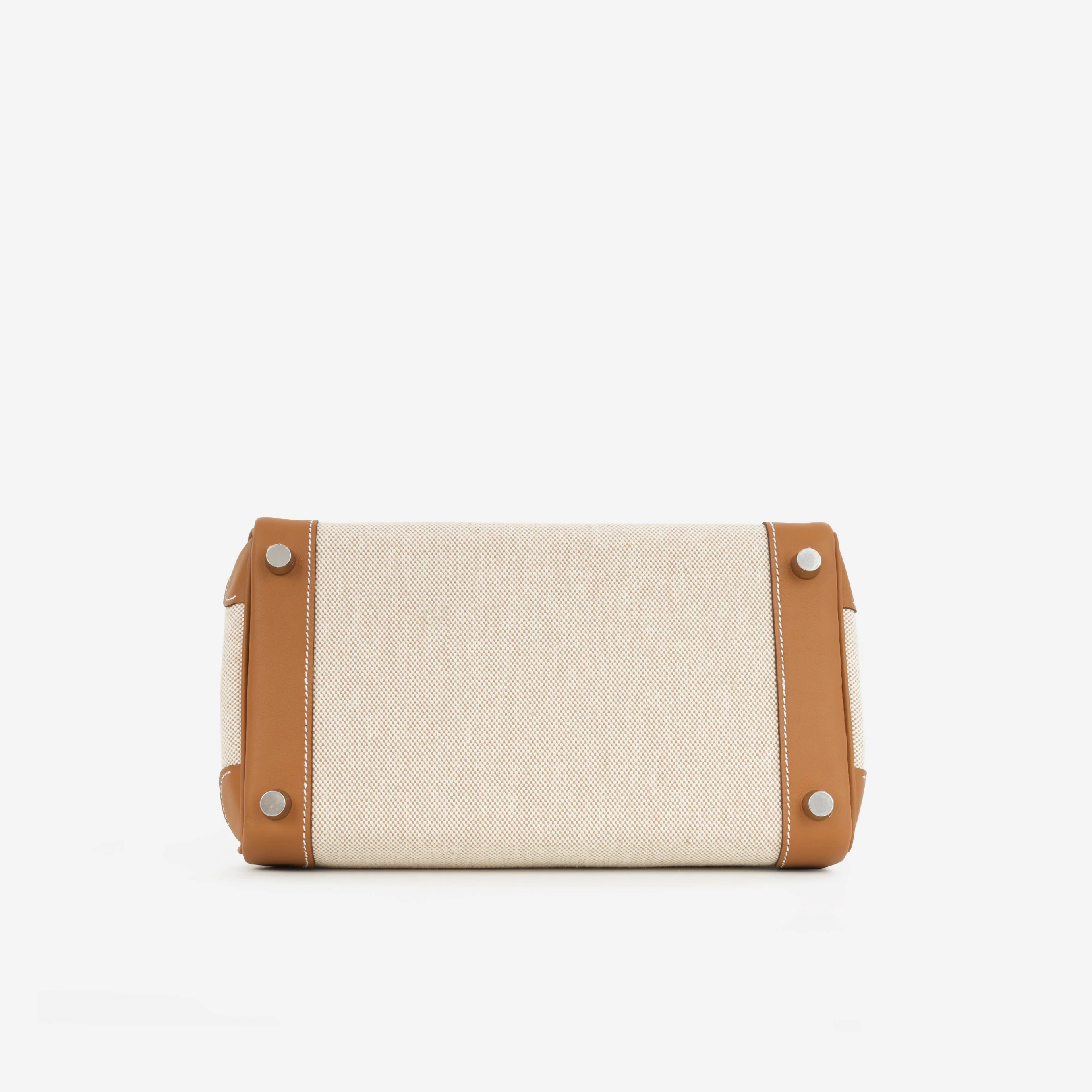 Hermès Birkin 25 Toile - Gold Swift/Ecru Canvas | Palladium Hardware - Image 4