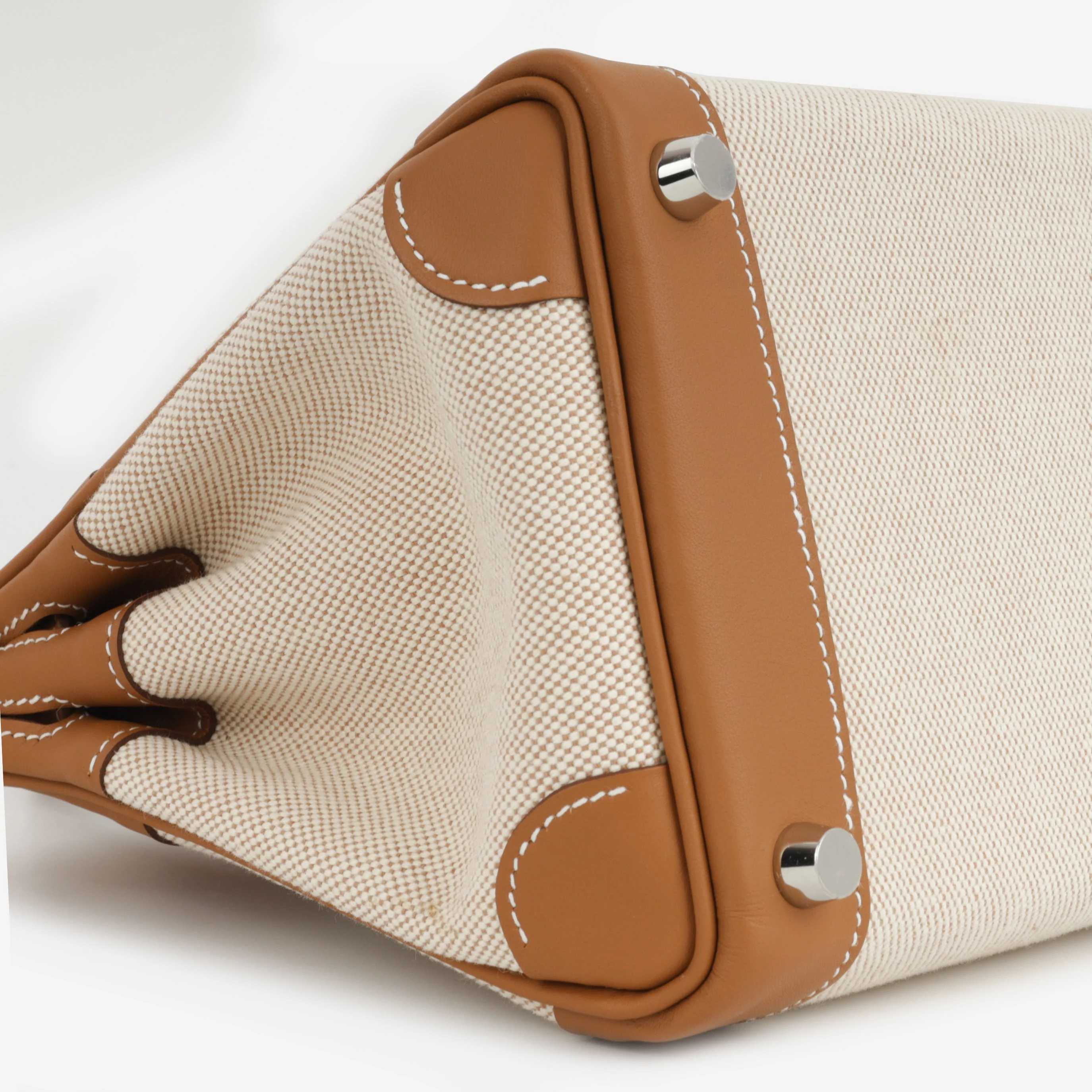 Hermès Birkin 25 Toile - Gold Swift/Ecru Canvas | Palladium Hardware - Image 5