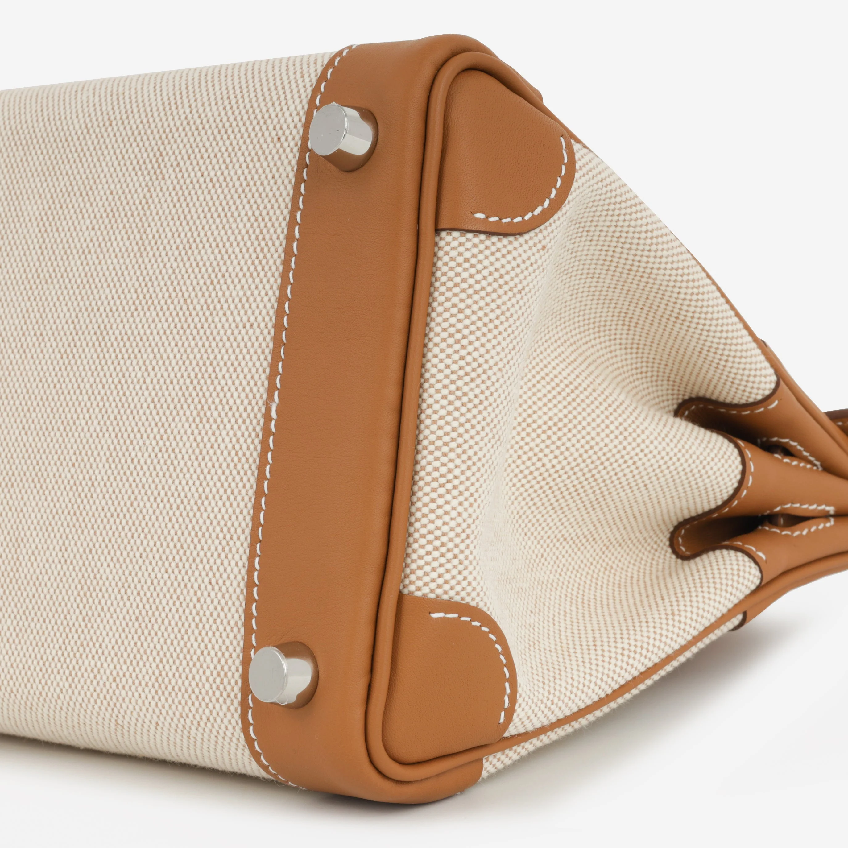 Hermès Birkin 25 Toile - Gold Swift/Ecru Canvas | Palladium Hardware - Image 6