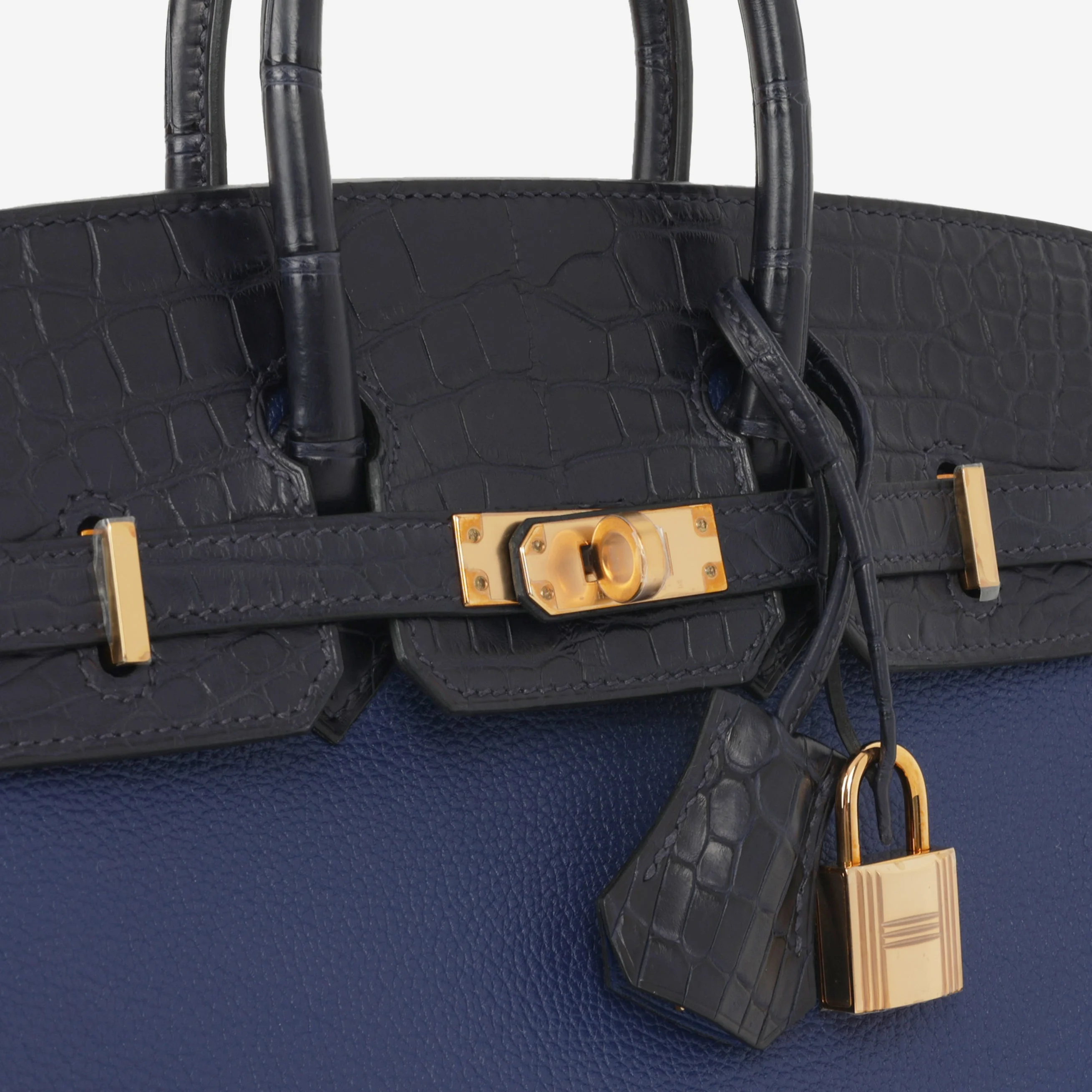 Hermès Birkin 25 Touch - Bleu Saphir Novillo / Blue Marine Alligator | Rose Gold Hardware - Image 9
