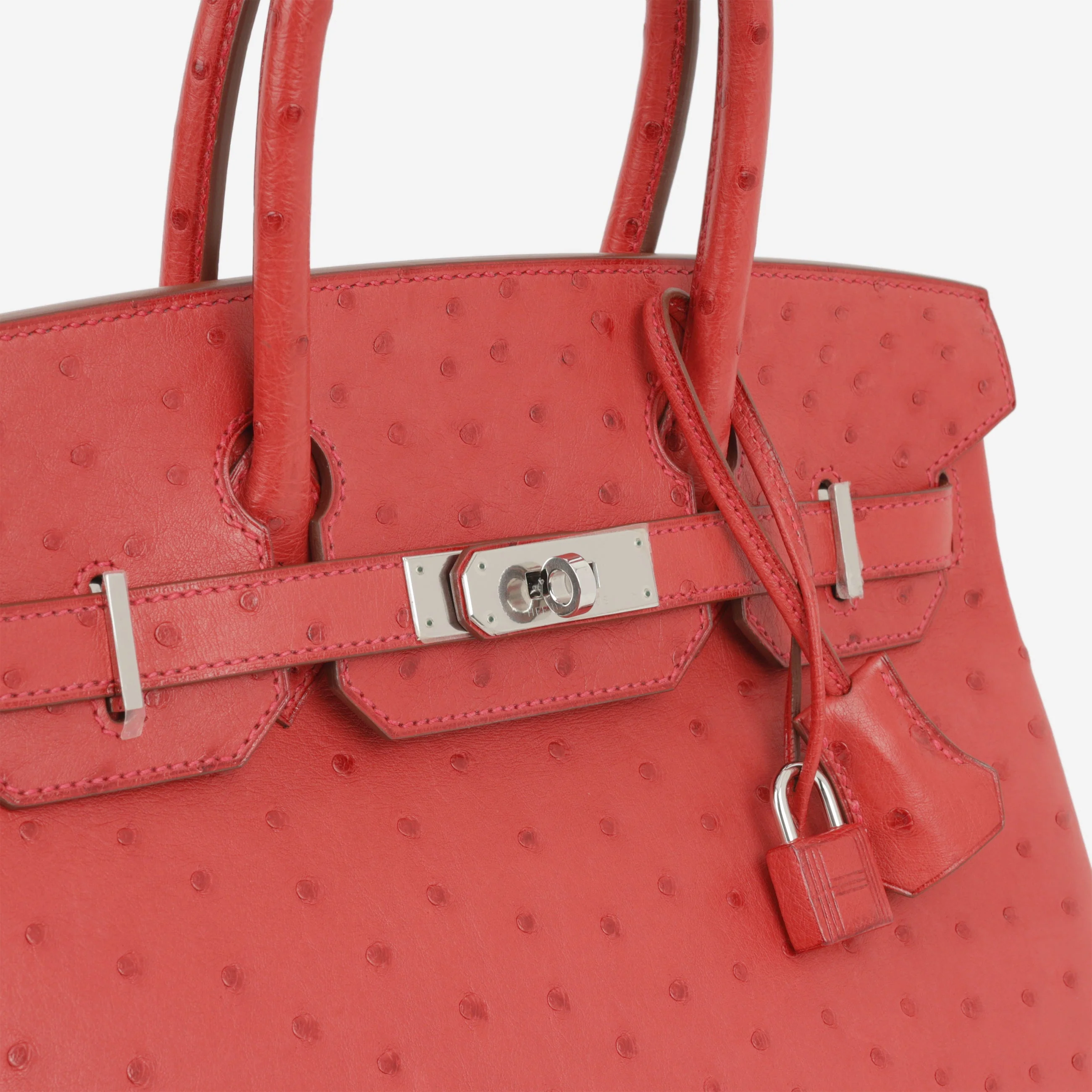 Hermès Birkin 30 - Rouge Vif Ostrich | Palladium Hardware - Image 10