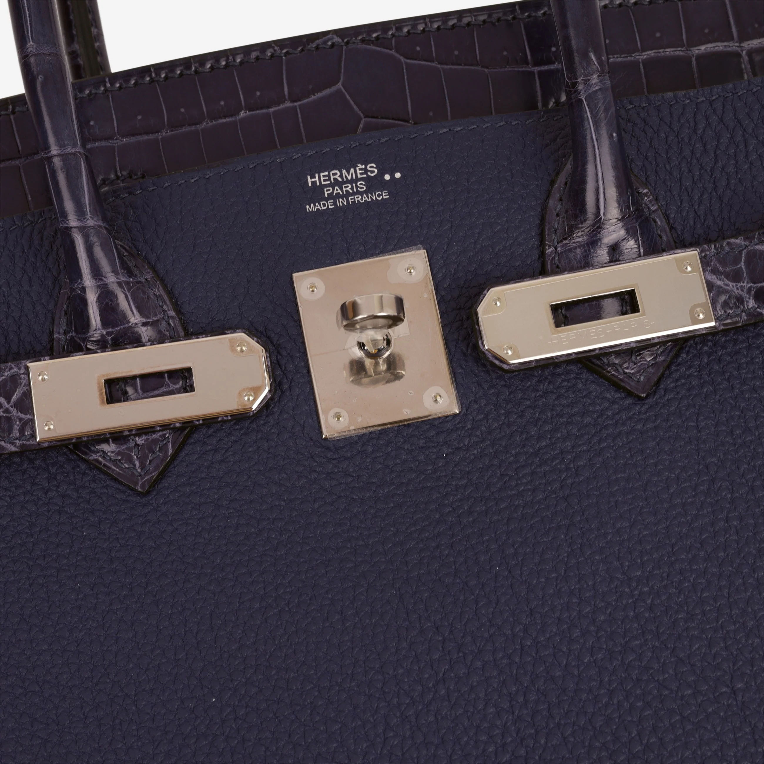Hermès Birkin 30 Touch - Bleu Encre Togo / Crocodile Niloticus | Palladium Hardware - Image 8