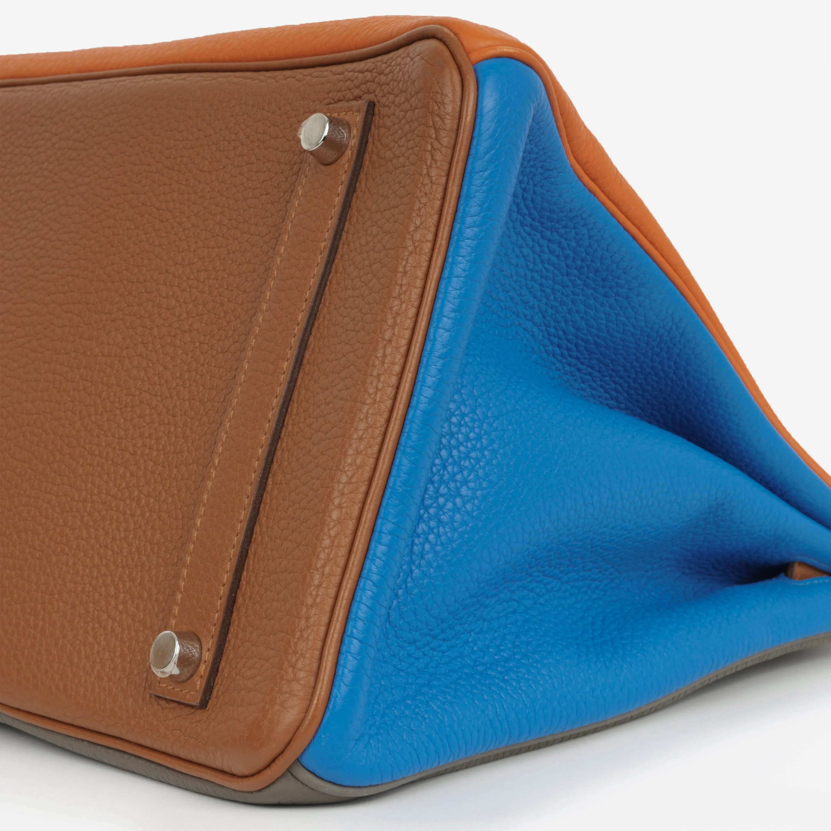 Hermès Birkin 35 Arlequin - Orange / Sanguine / Bleu Lin / Bleu Hydra / Etain / Gold Clemence | Palladium Hardware - Image 4