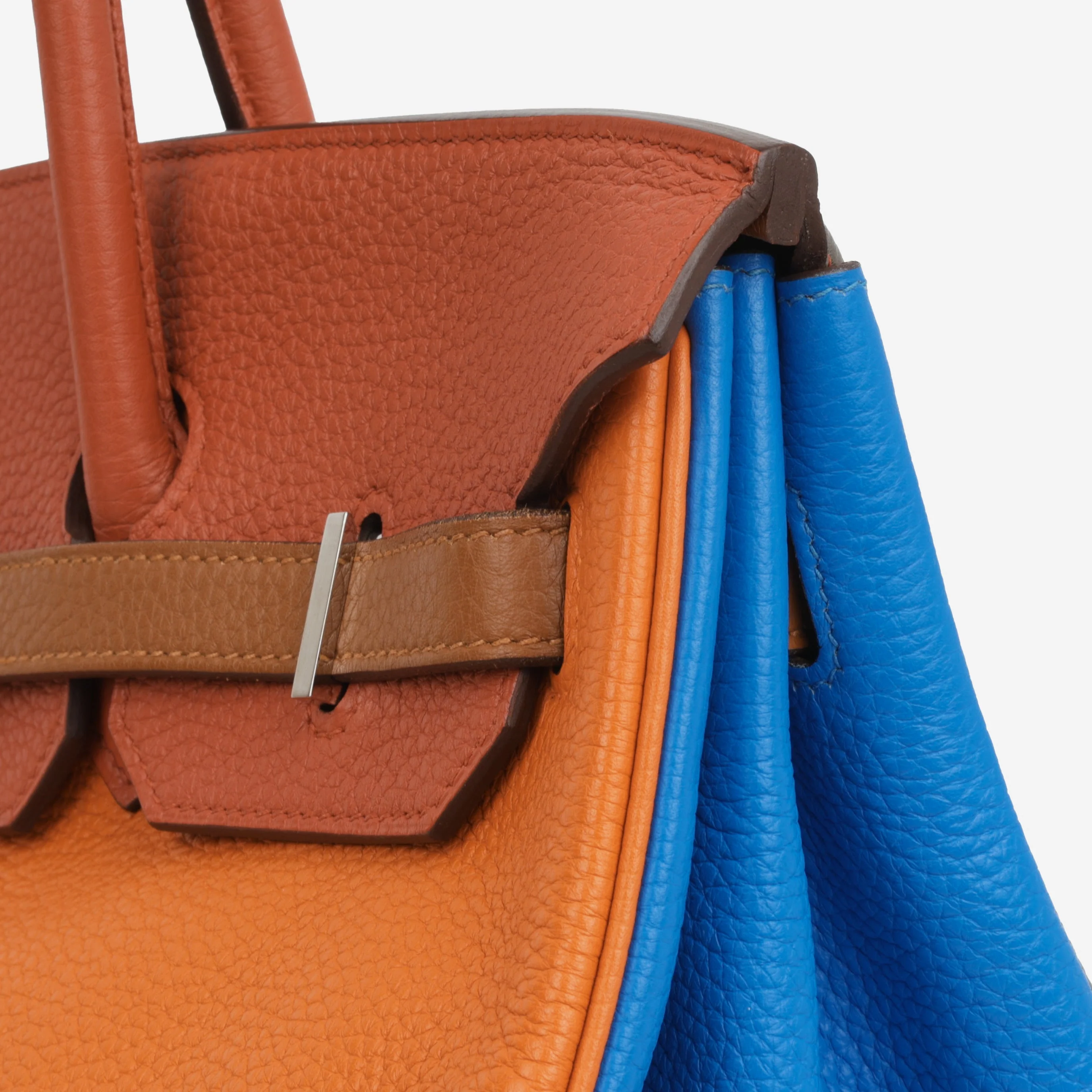 Hermès Birkin 35 Arlequin - Orange / Sanguine / Bleu Lin / Bleu Hydra / Etain / Gold Clemence | Palladium Hardware - Image 7