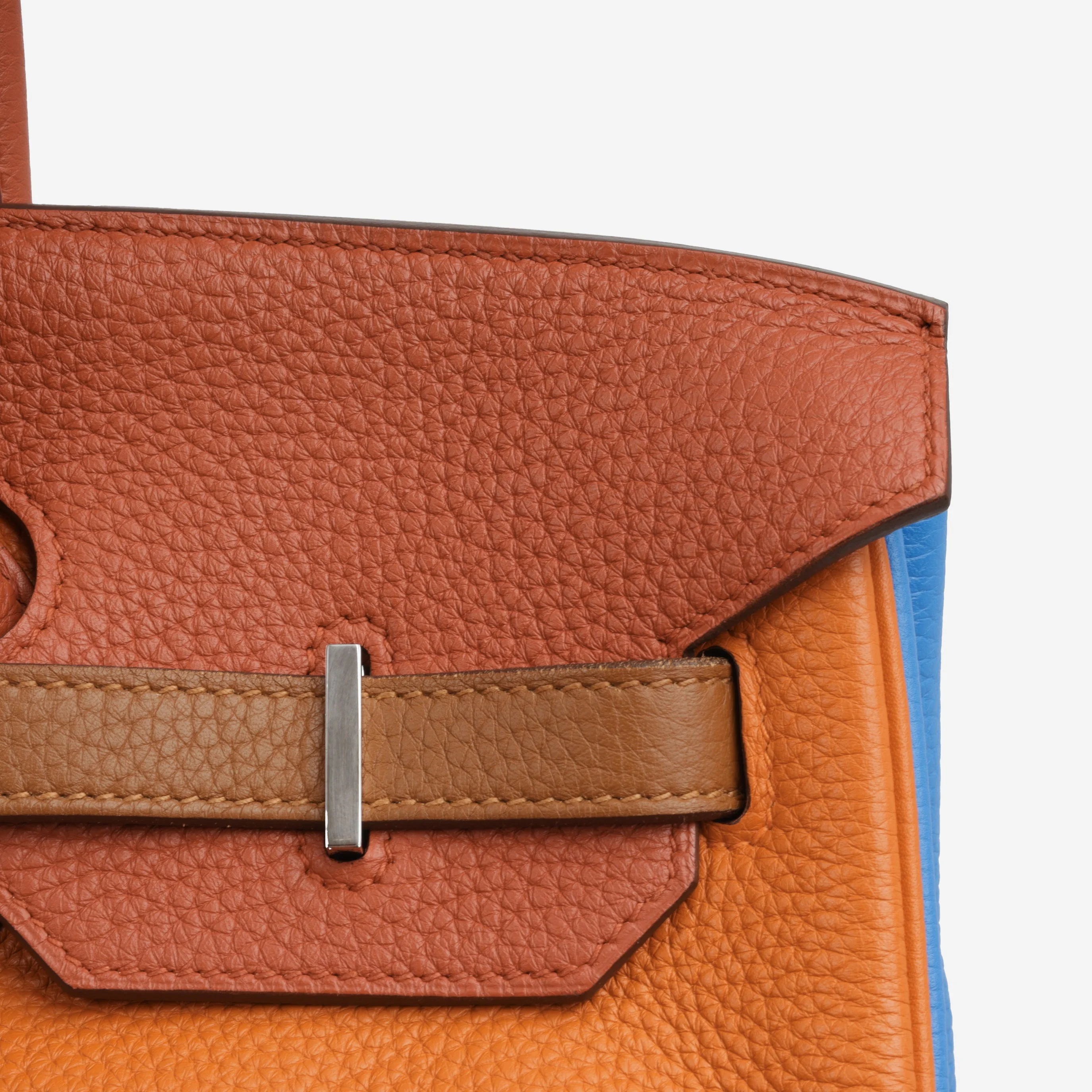Hermès Birkin 35 Arlequin - Orange / Sanguine / Bleu Lin / Bleu Hydra / Etain / Gold Clemence | Palladium Hardware - Image 8