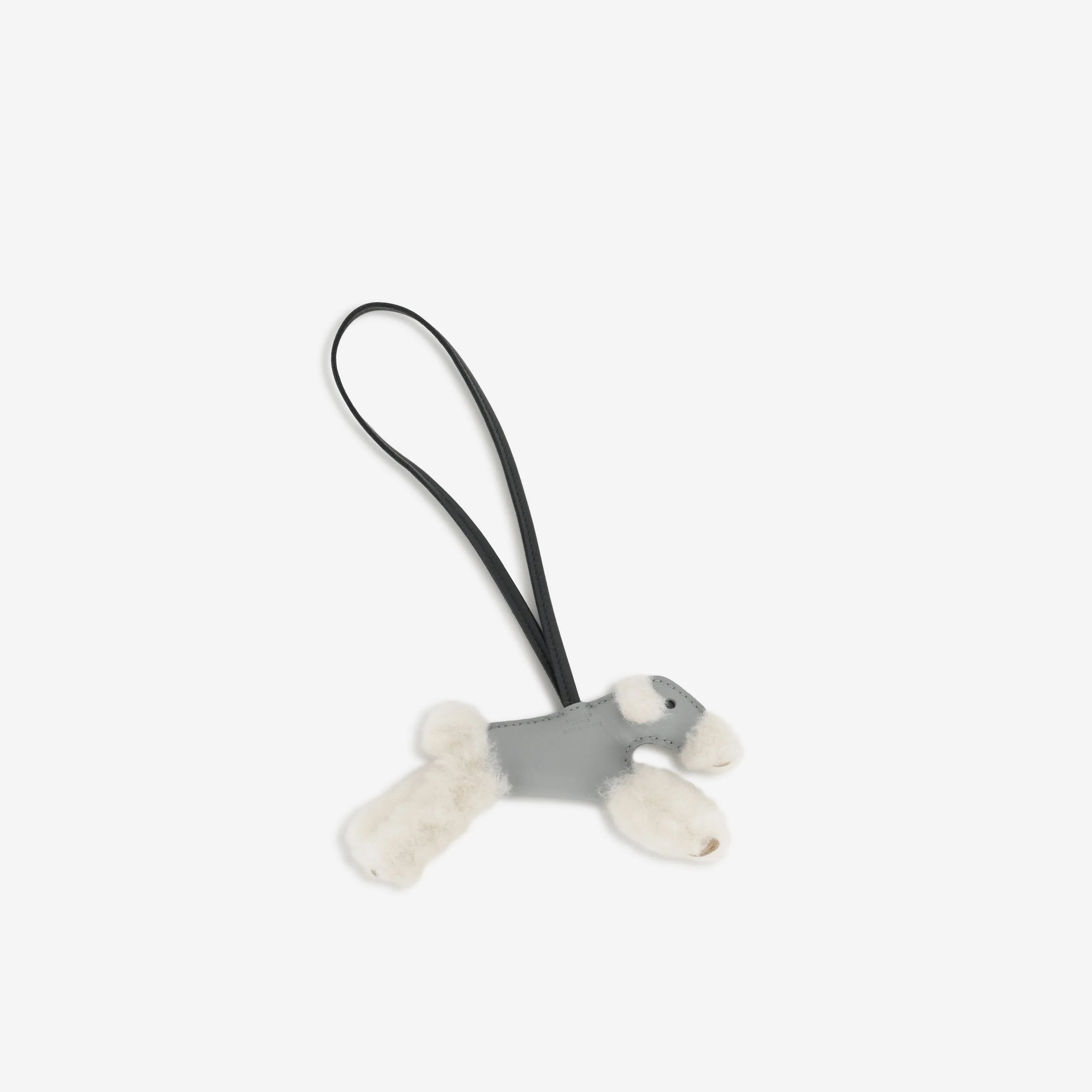 Hermès Budy Charm - Gris Pantin & Noir Agneau / Ecru Merino Wool (NWT) - Image 2