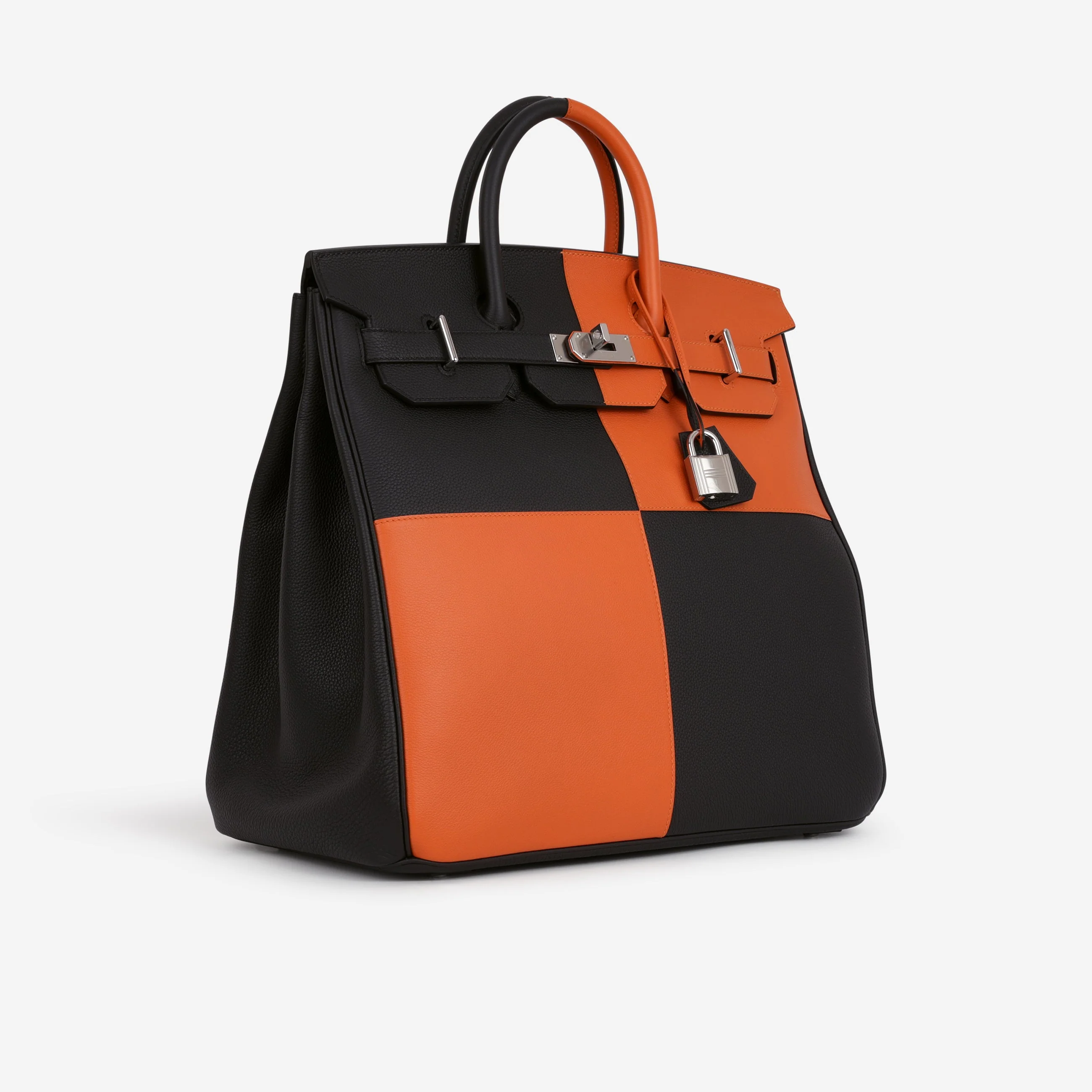 Hermès HAC 40 Casaque - Black & Orange H | Palladium Hardware - Image 2