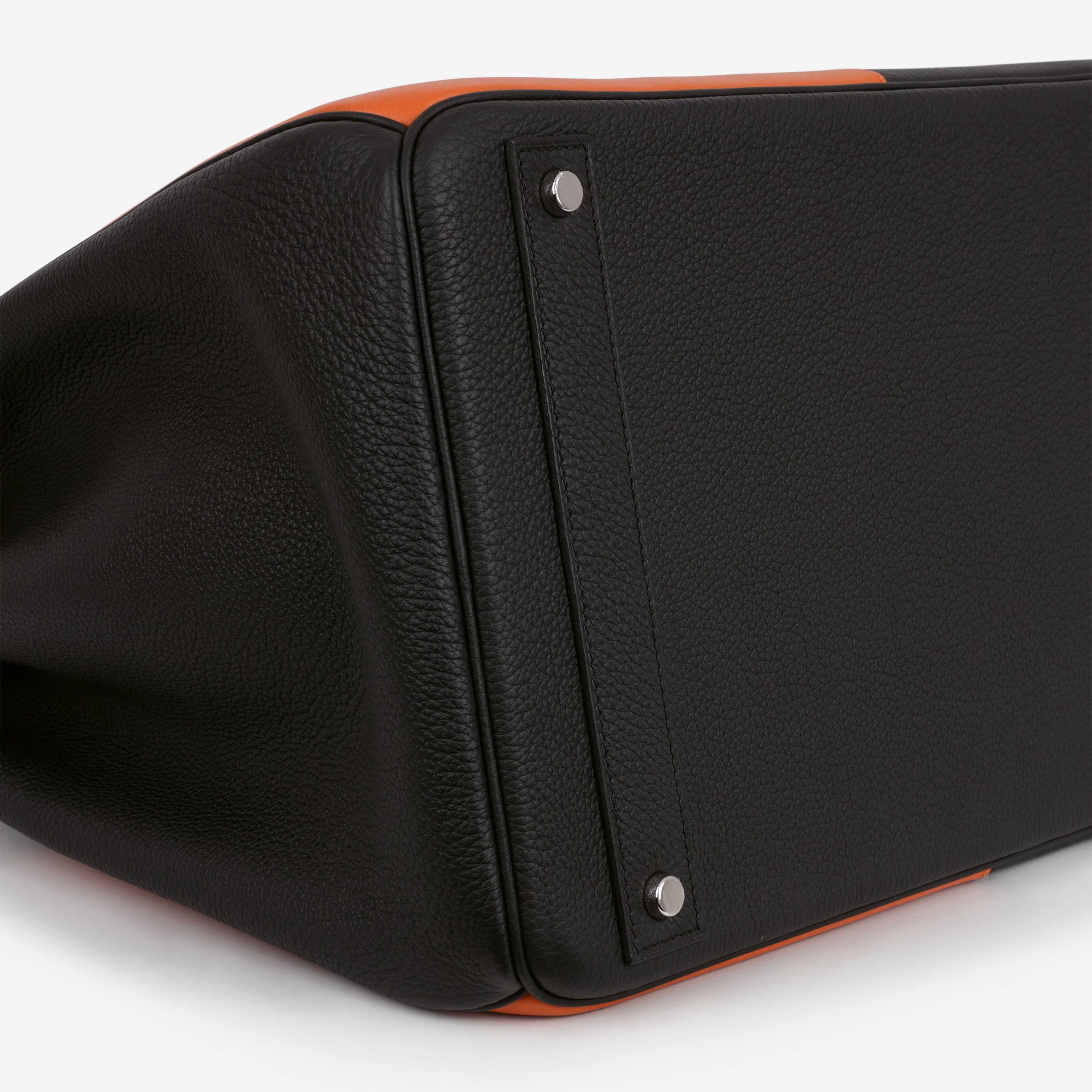 Hermès HAC 40 Casaque - Black & Orange H | Palladium Hardware - Image 6