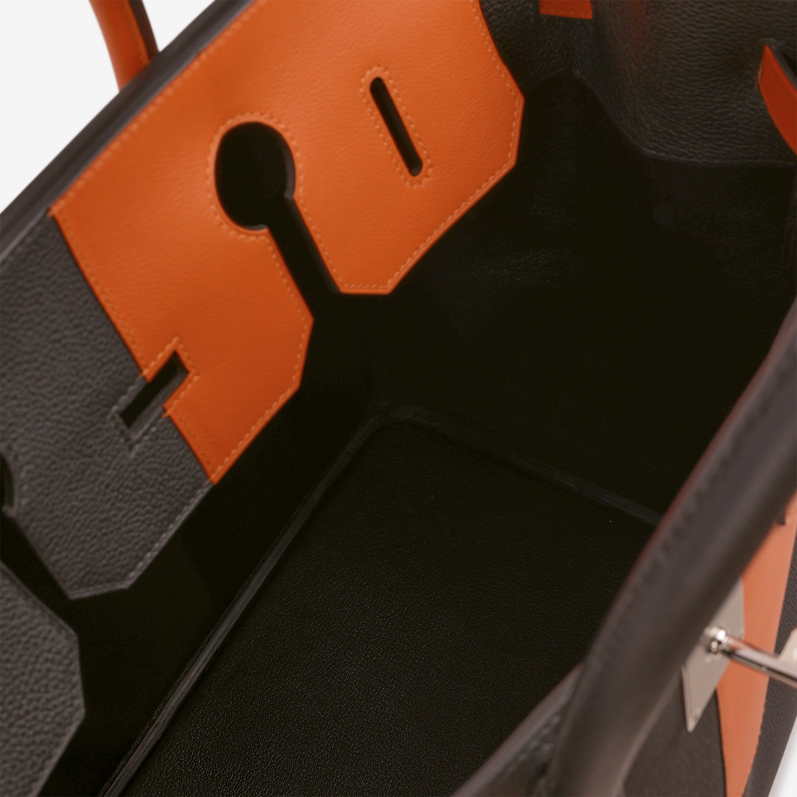 Hermès HAC 40 Casaque - Black & Orange H | Palladium Hardware - Image 7