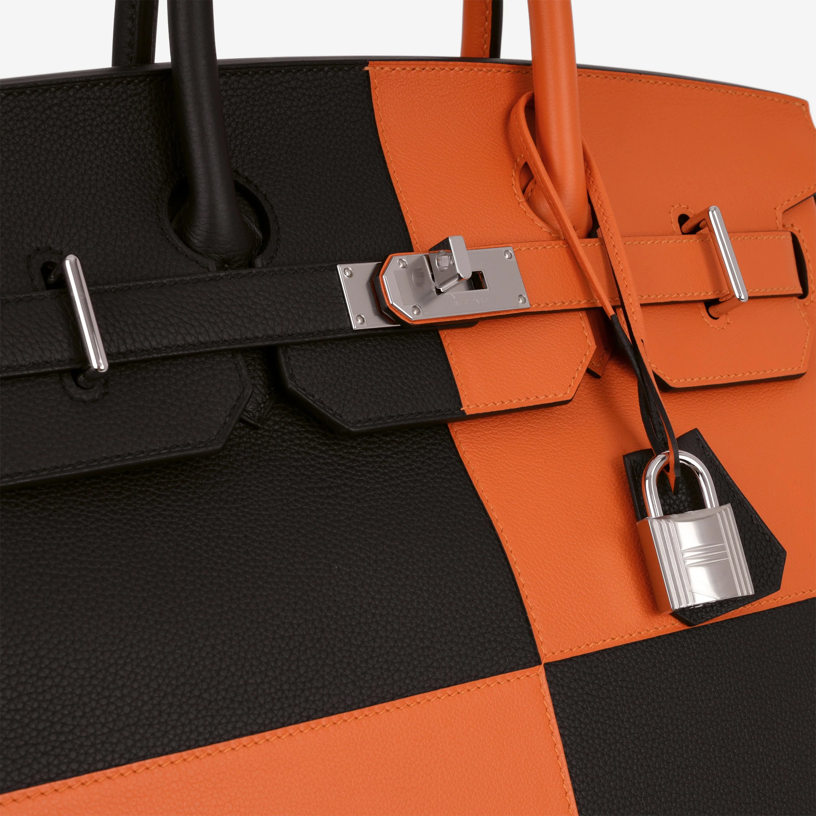 Hermès HAC 40 Casaque - Black & Orange H | Palladium Hardware - Image 9