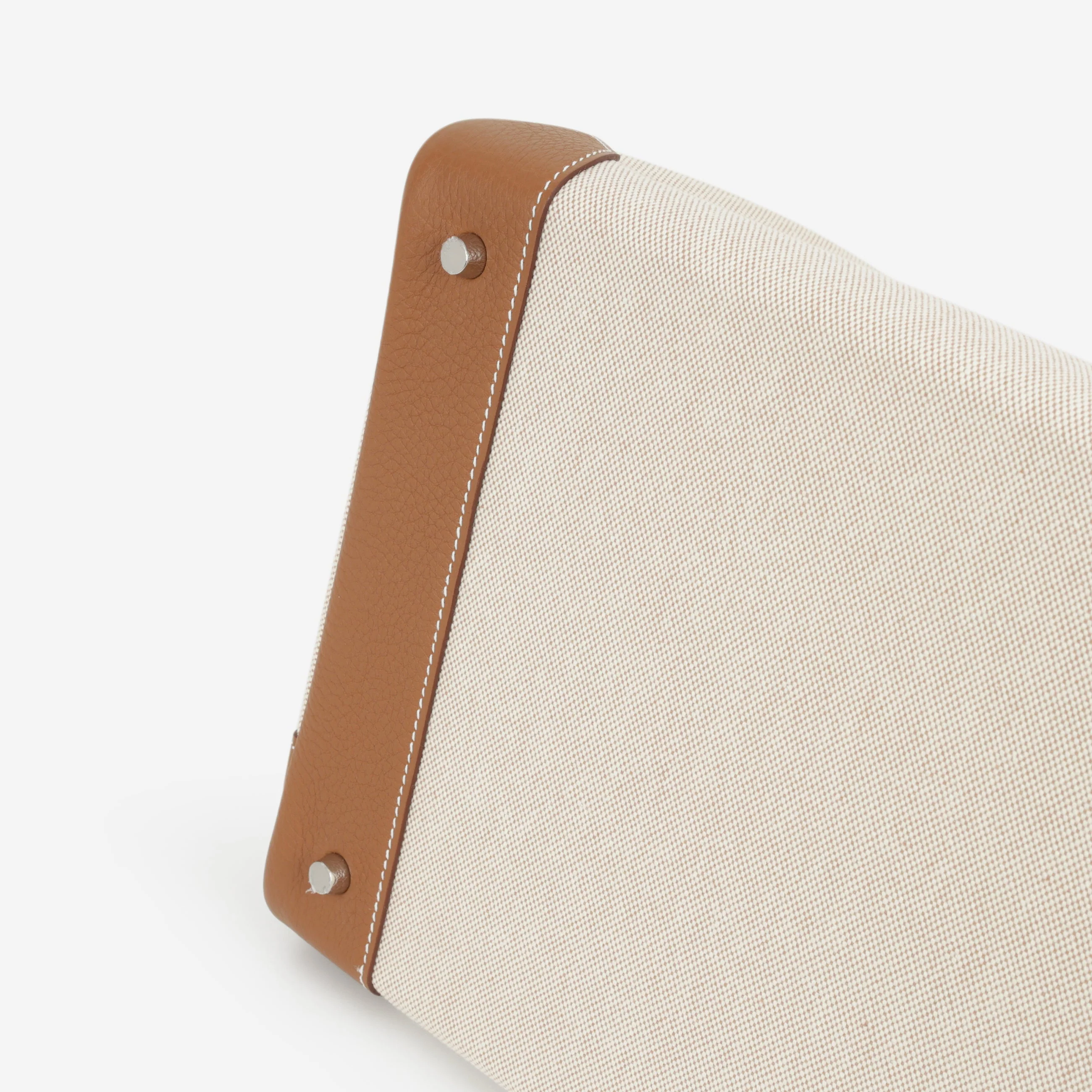 Hermès HAC 40 - Gold Evercolor / Ecru-Beige Toile | Palladium Hardware - Image 6