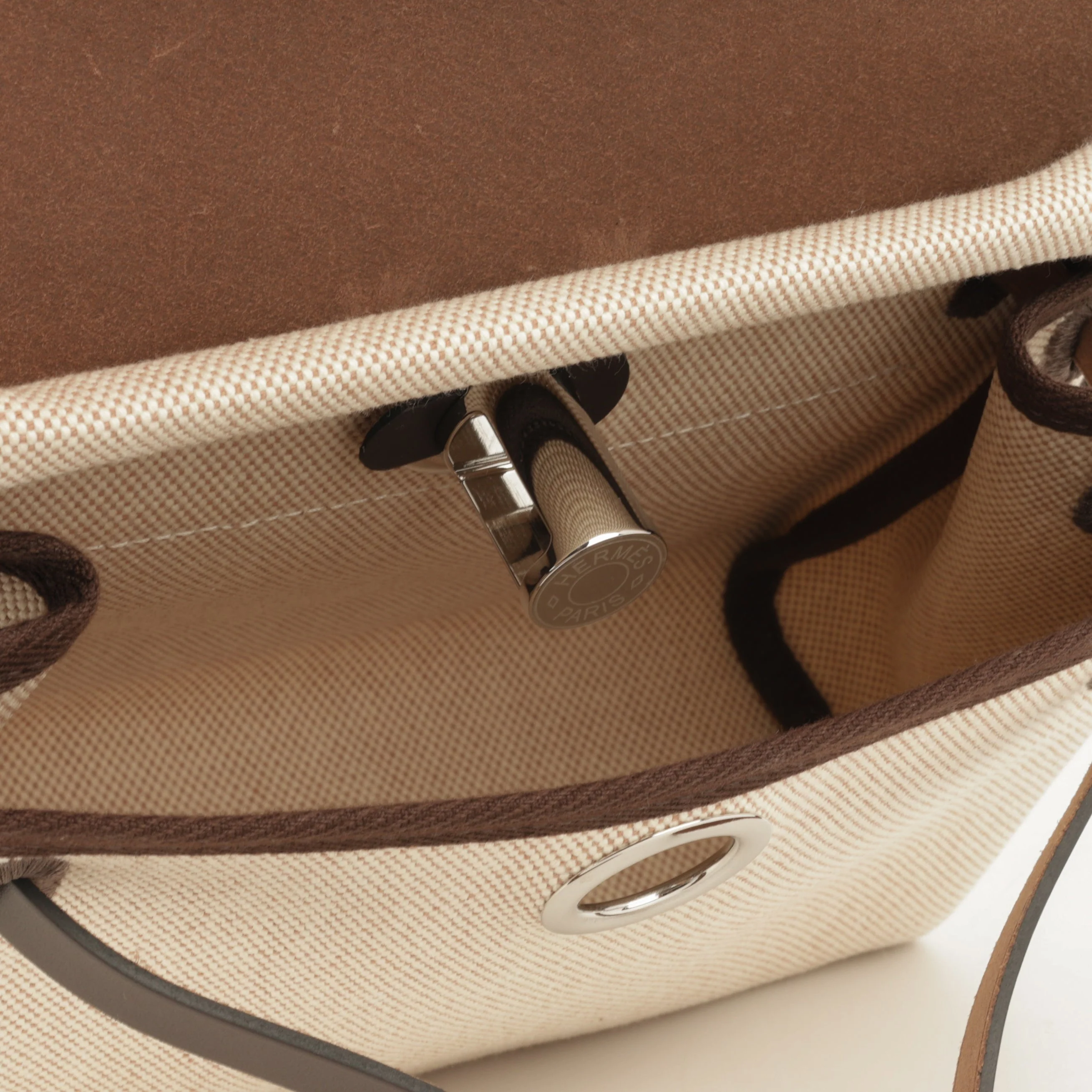 Hermès Herbag 20 - Ecru Toile / Ebene Hunter | Palladium Hardware - Image 5