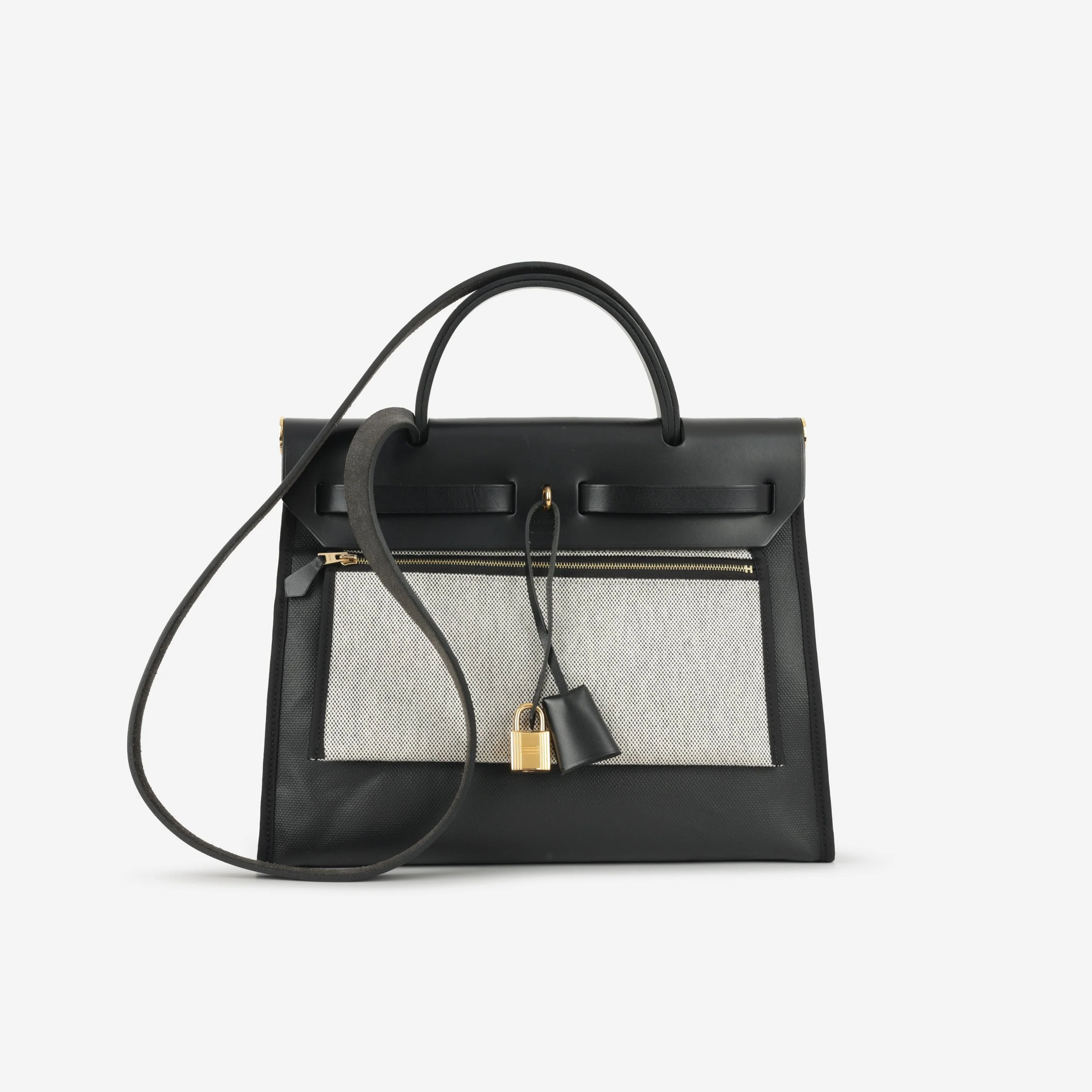 Hermès Herbag 31 - Black Berline Toile / Hunter | Gold Hardware - Image 3