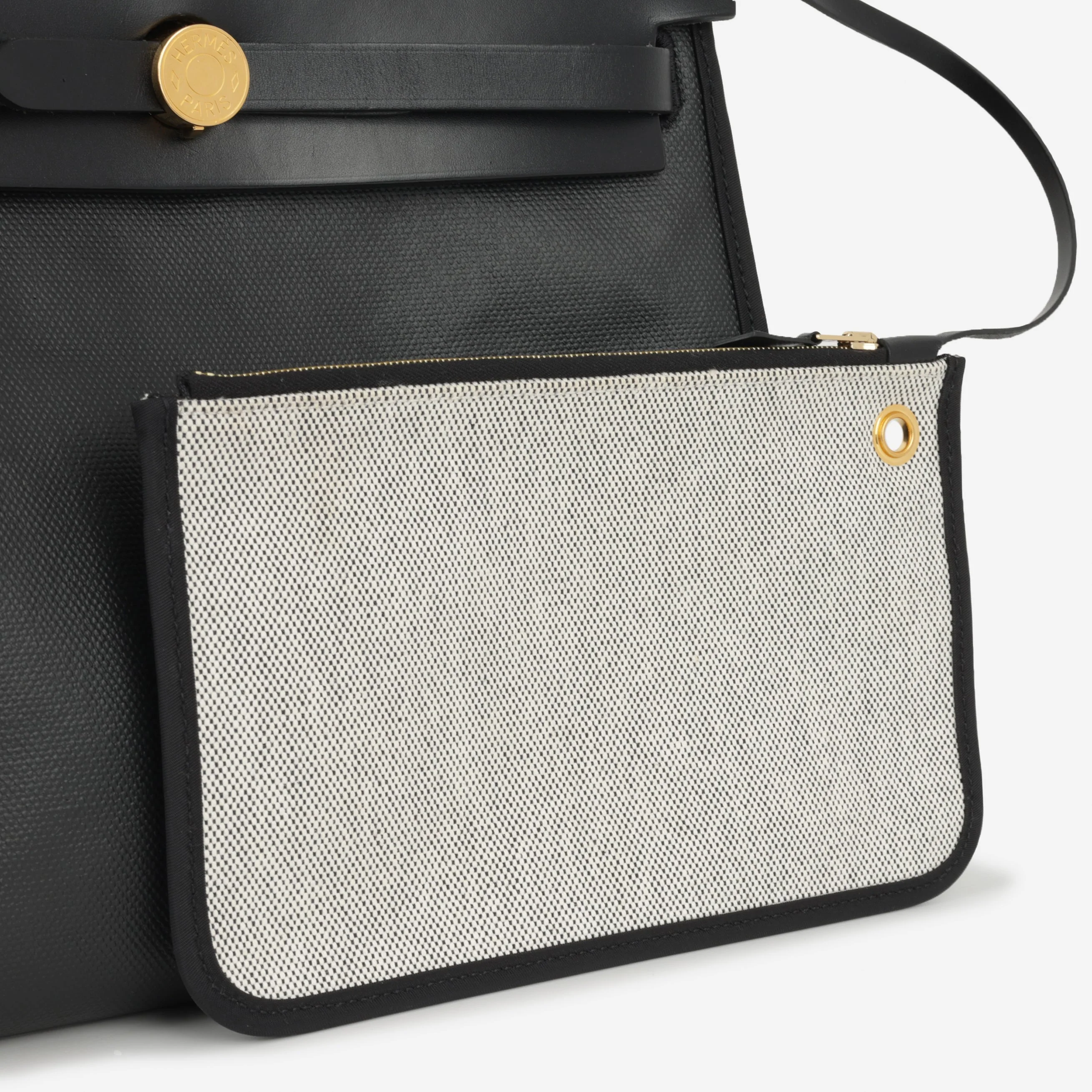 Hermès Herbag 31 - Black Berline Toile / Hunter | Gold Hardware - Image 5