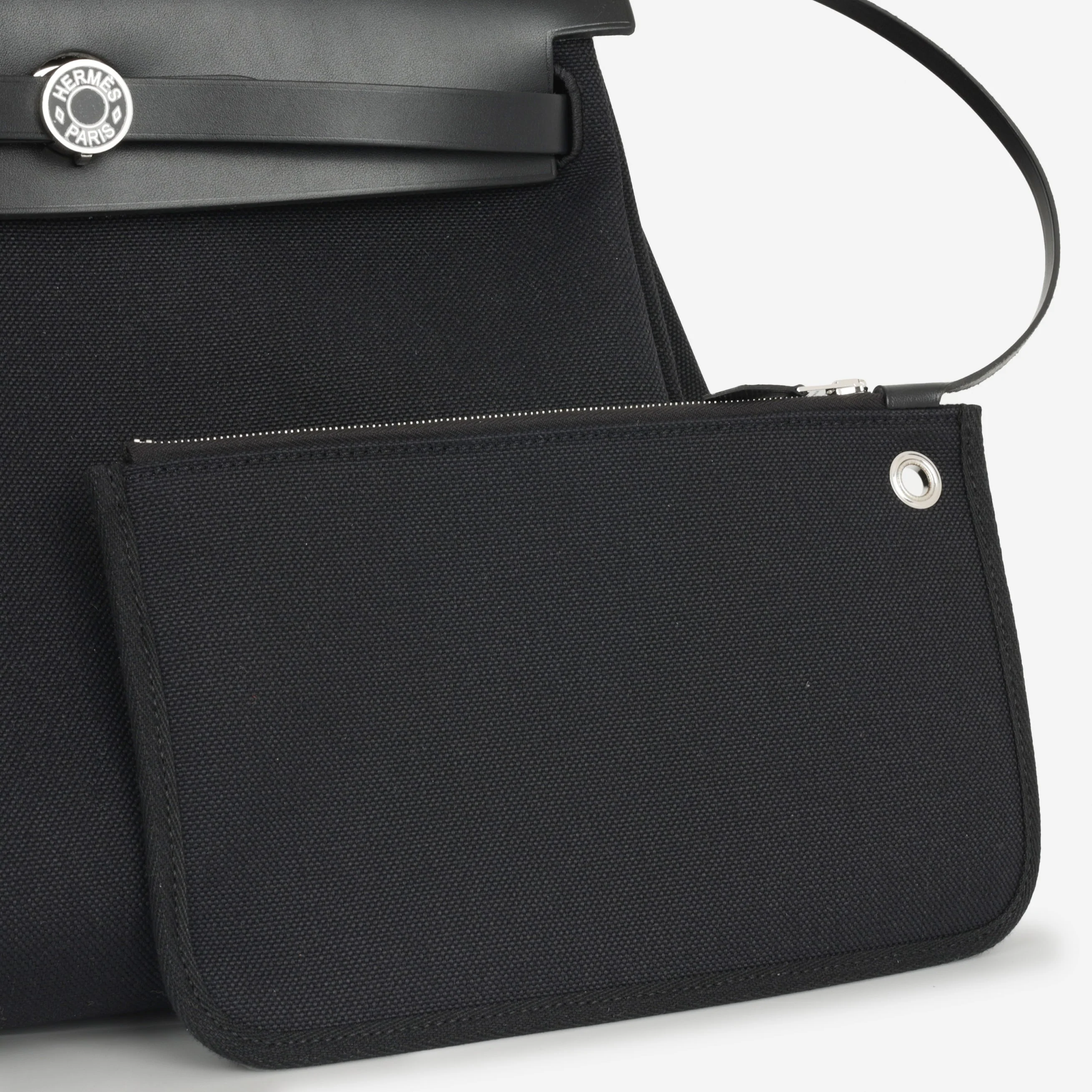 Hermès Herbag 31 - Black Canvas / Hunter | Palladium Hardware - Image 5