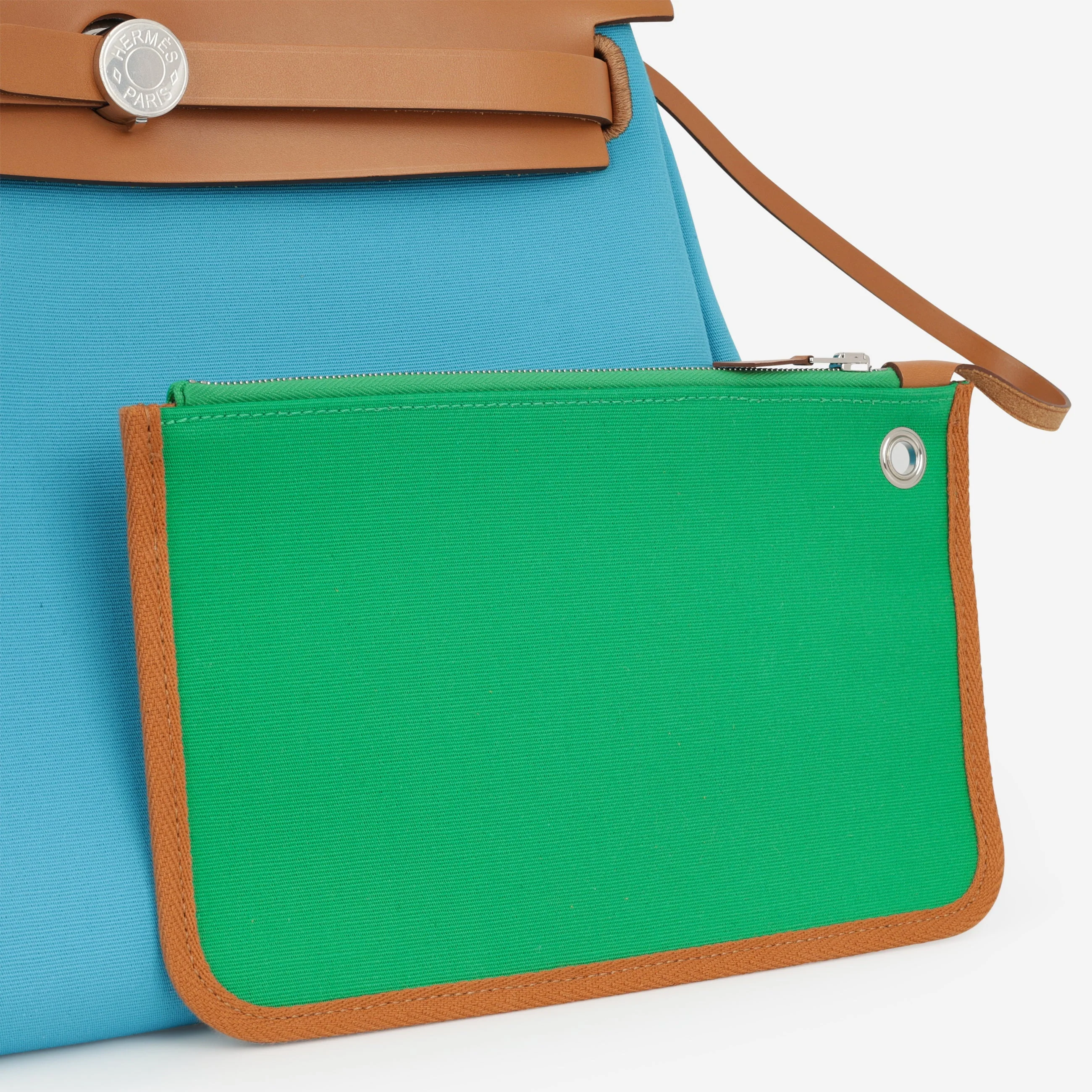 Hermès Herbag 31 - Bleu Aztec / Menthe / Fauve | Palladium Hardware - Image 5
