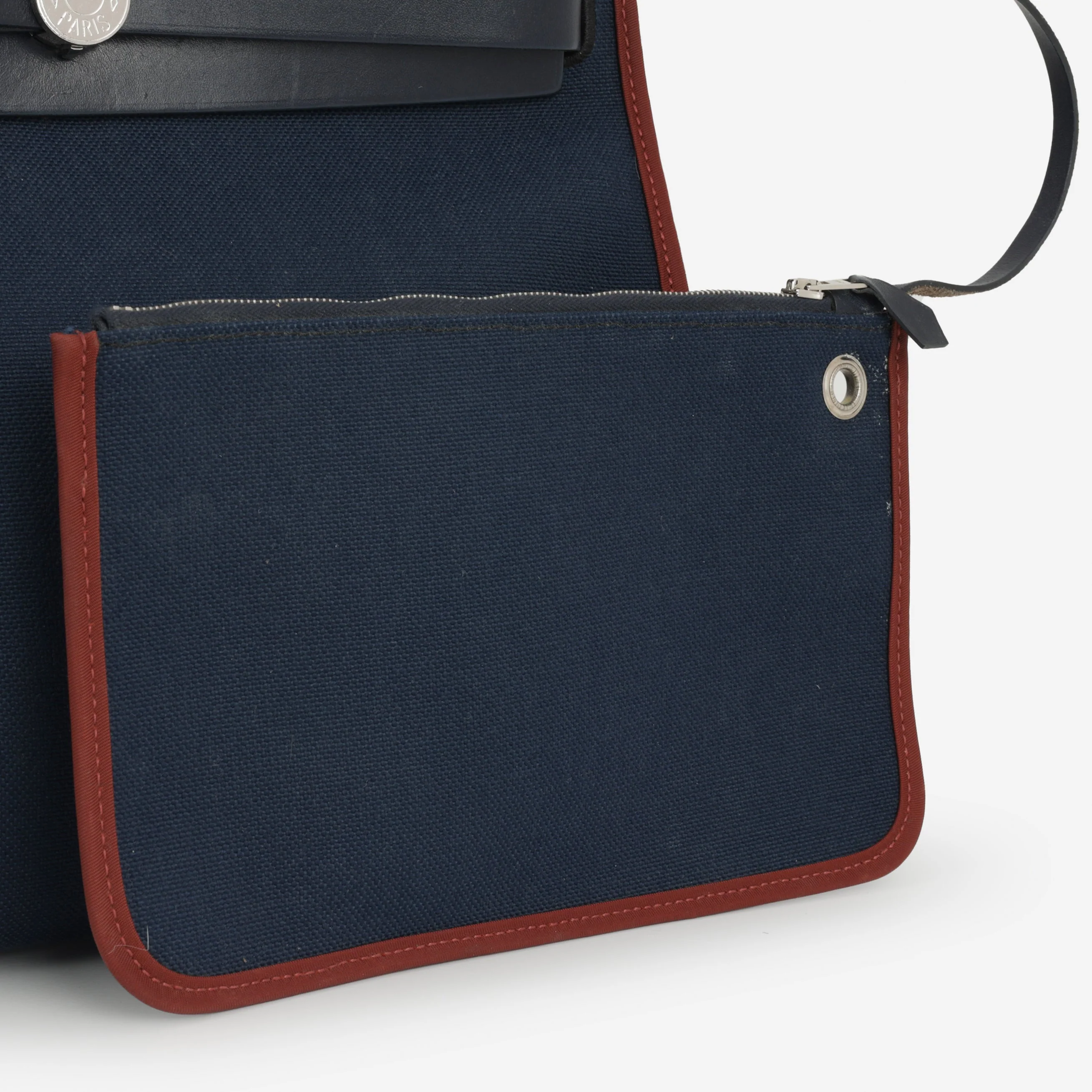 Hermès Herbag 31 - Blue Marine Canvas / Rouge H Trim | Palladium Hardware - Image 5