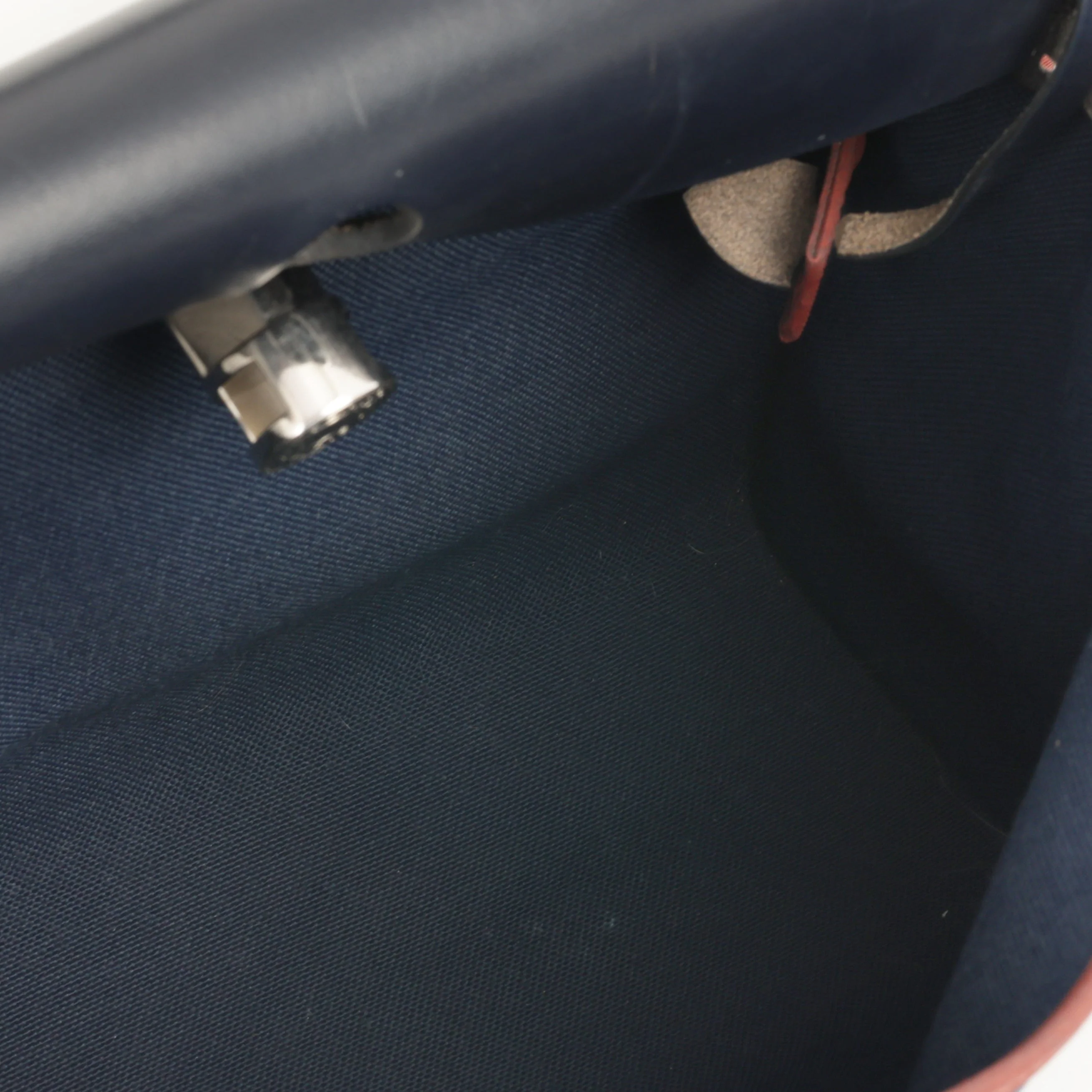 Hermès Herbag 31 - Blue Marine Canvas / Rouge H Trim | Palladium Hardware - Image 6