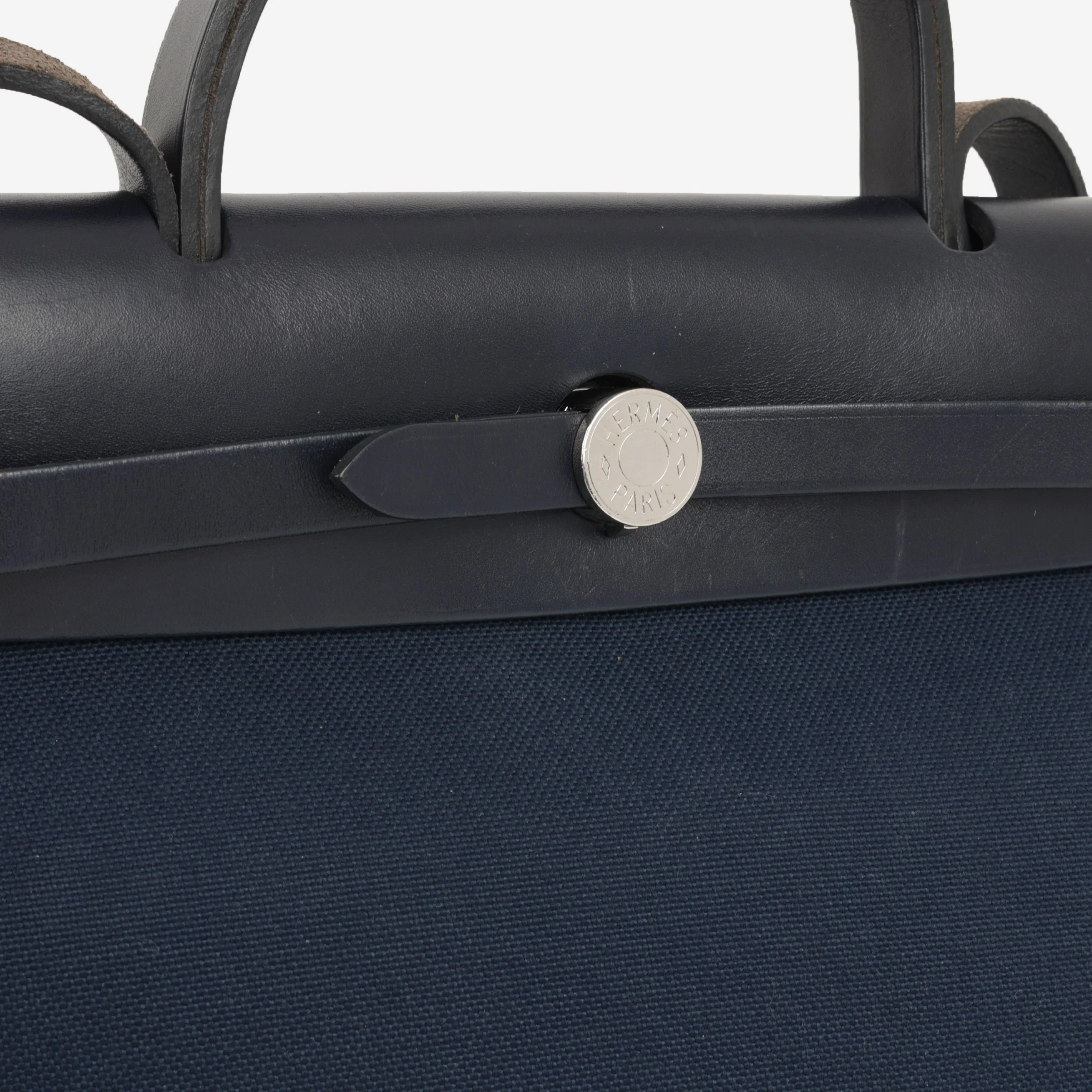 Hermès Herbag 31 - Blue Marine Canvas / Rouge H Trim | Palladium Hardware - Image 7