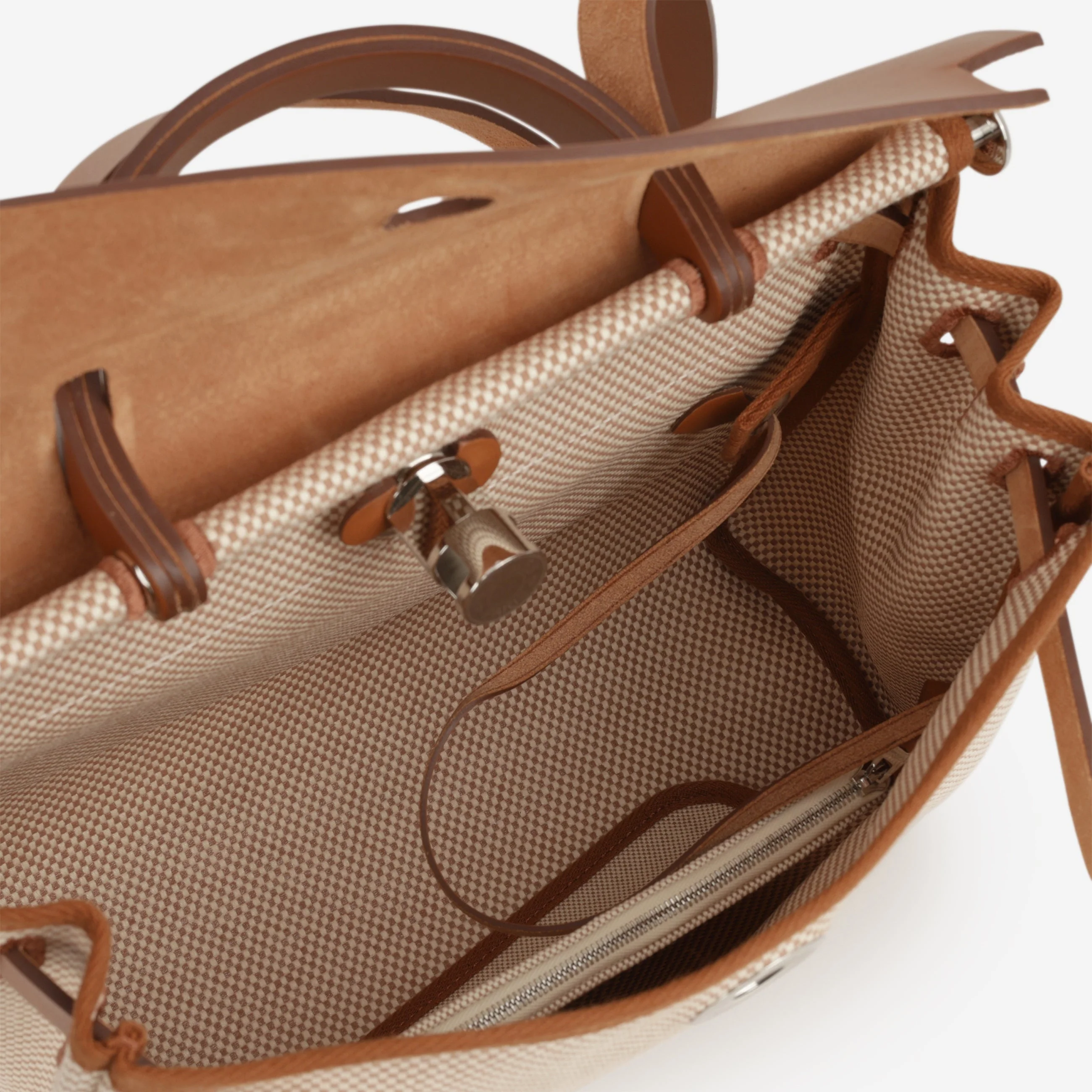 Hermès Herbag 31 - Ecru Viking Criss Toile Canvas / Naturel Sable Hunter | Palladium Hardware - Image 5