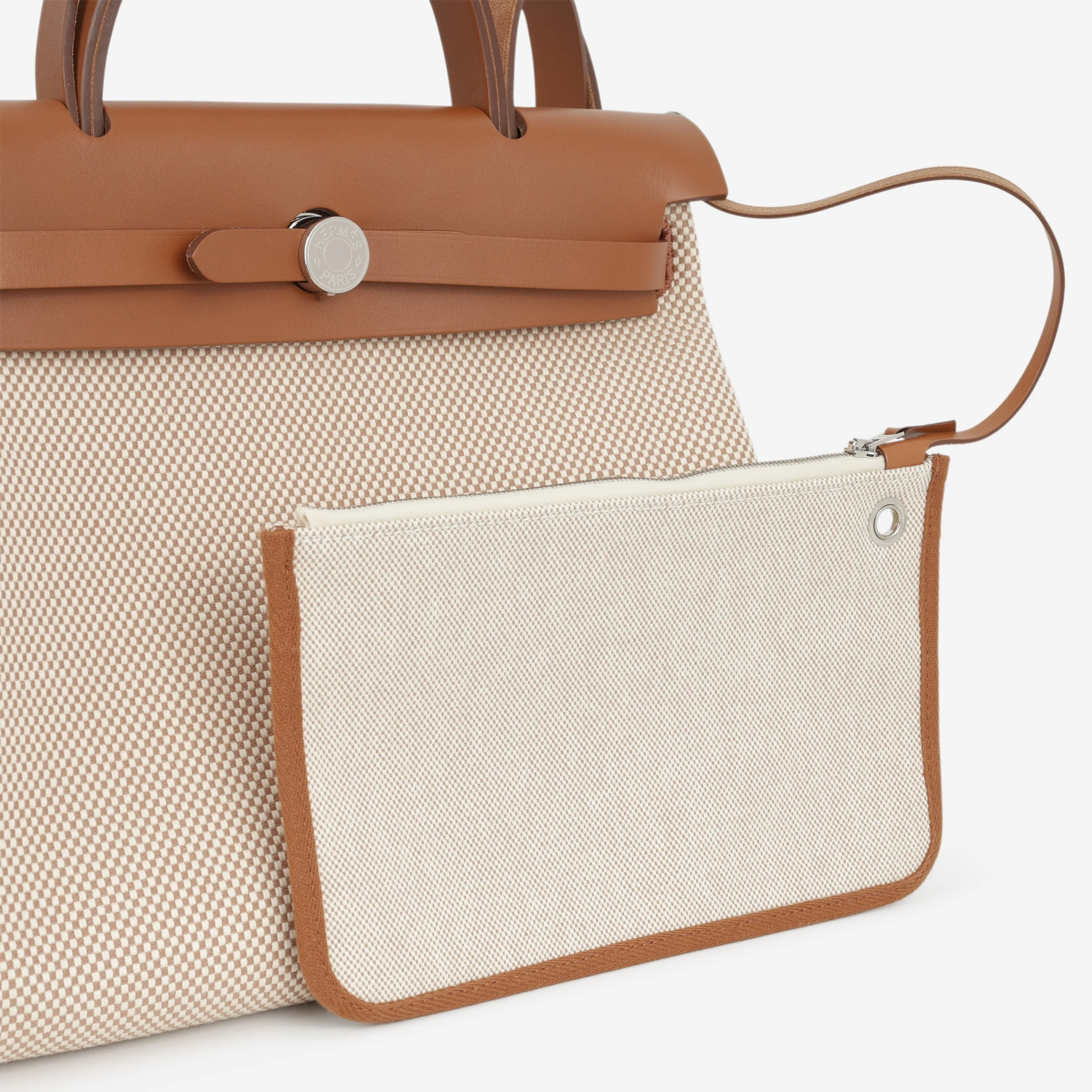 Hermès Herbag 31 - Ecru Viking Criss Toile Canvas / Naturel Sable Hunter | Palladium Hardware - Image 6