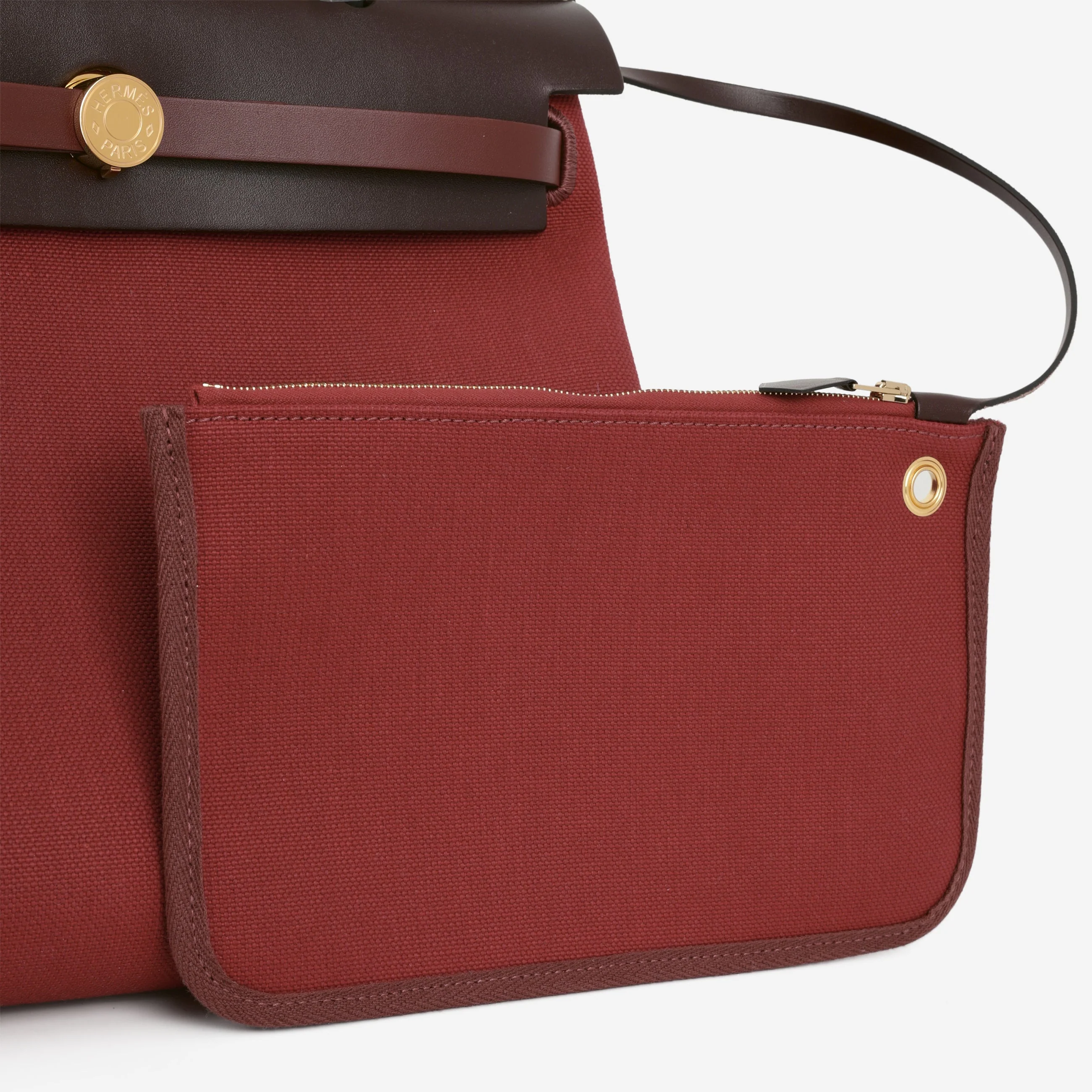 Hermès Herbag 31 - Rouge Grenat Canvas / Rouge Sellier / Rouge H Hunter | Gold Hardware - Image 6