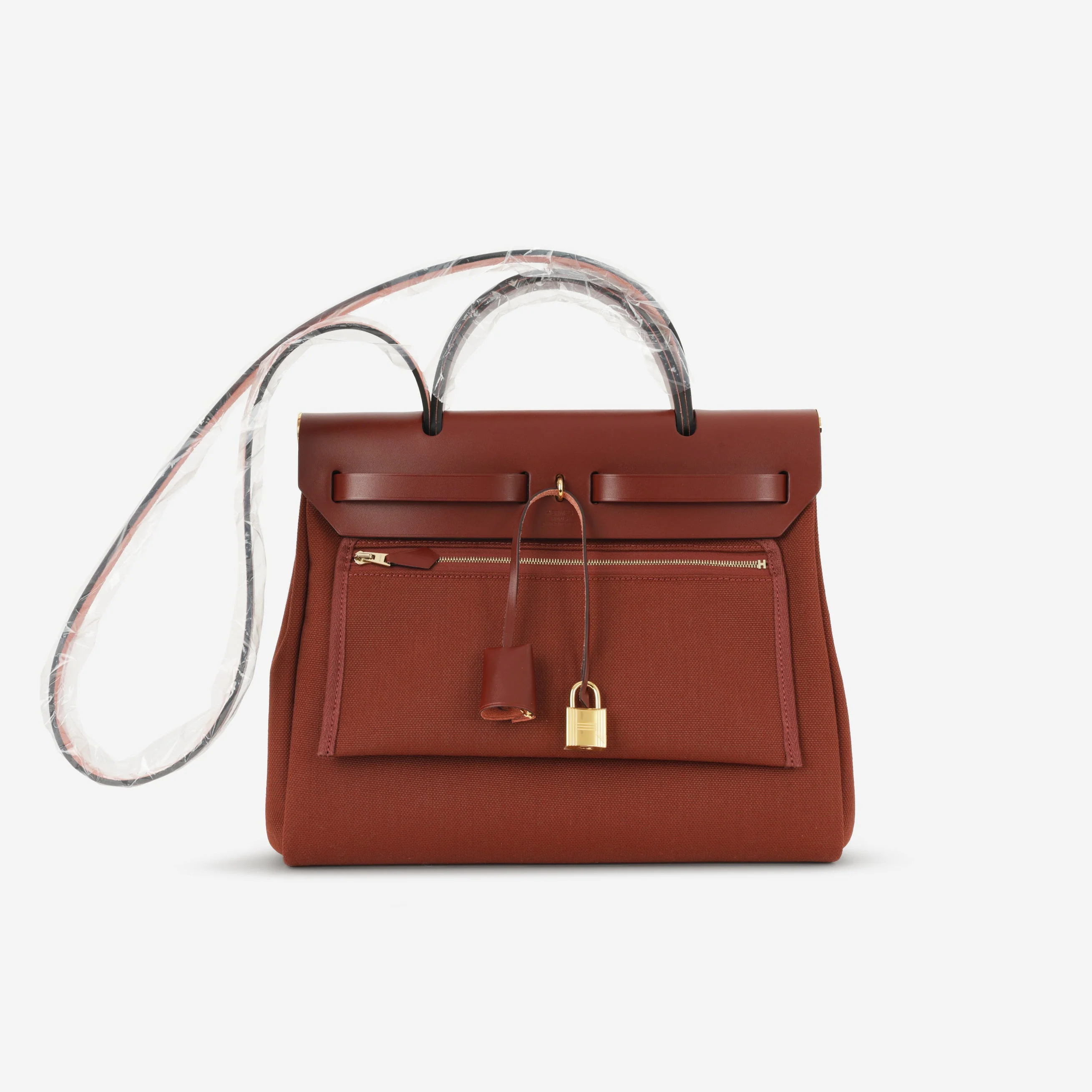Hermès Herbag 31 - Rouge H Canvas / Hunter | Gold Hardware - Image 3