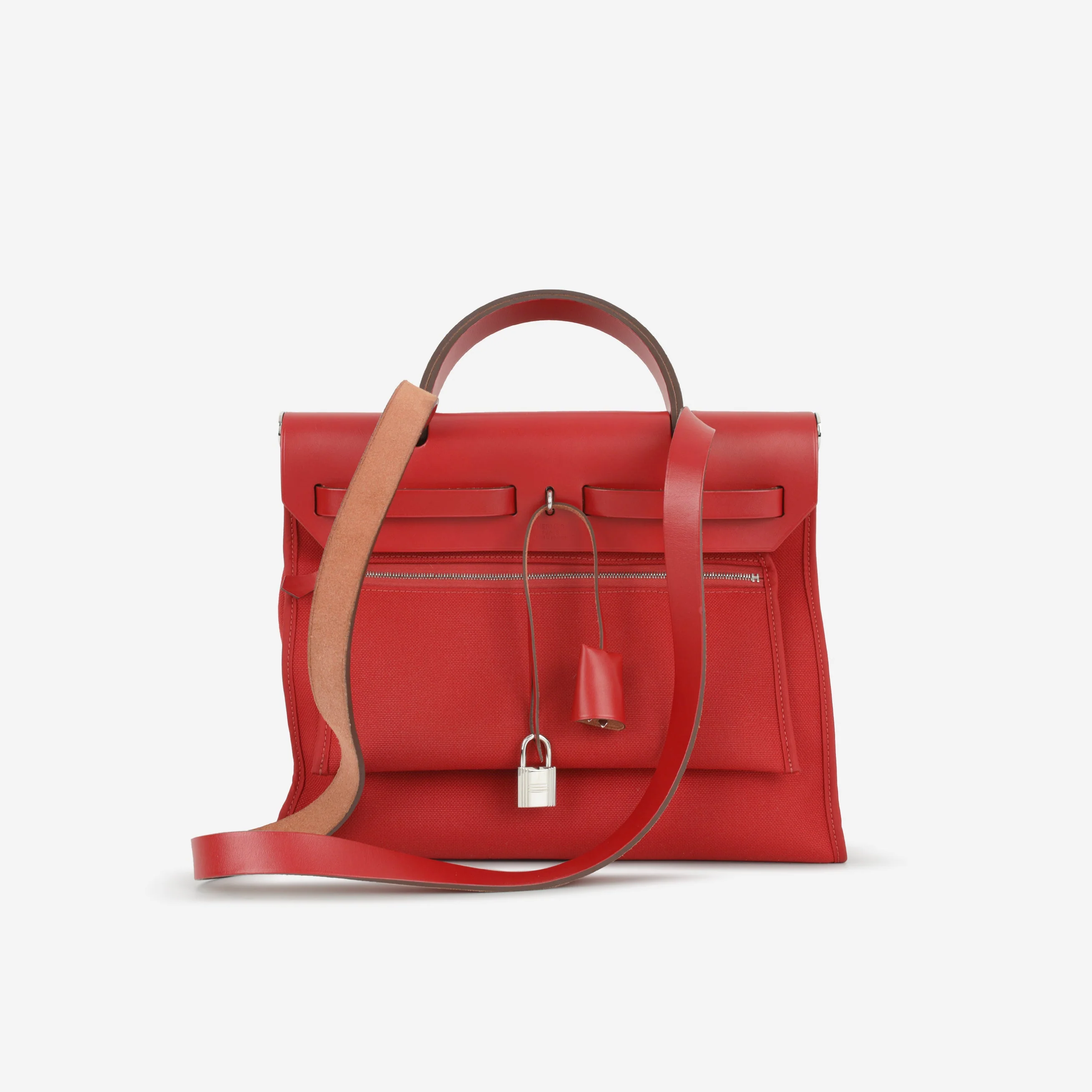 Hermès Herbag 31 - Rouge Piment Canvas / Hunter | Palladium Hardware - Image 3