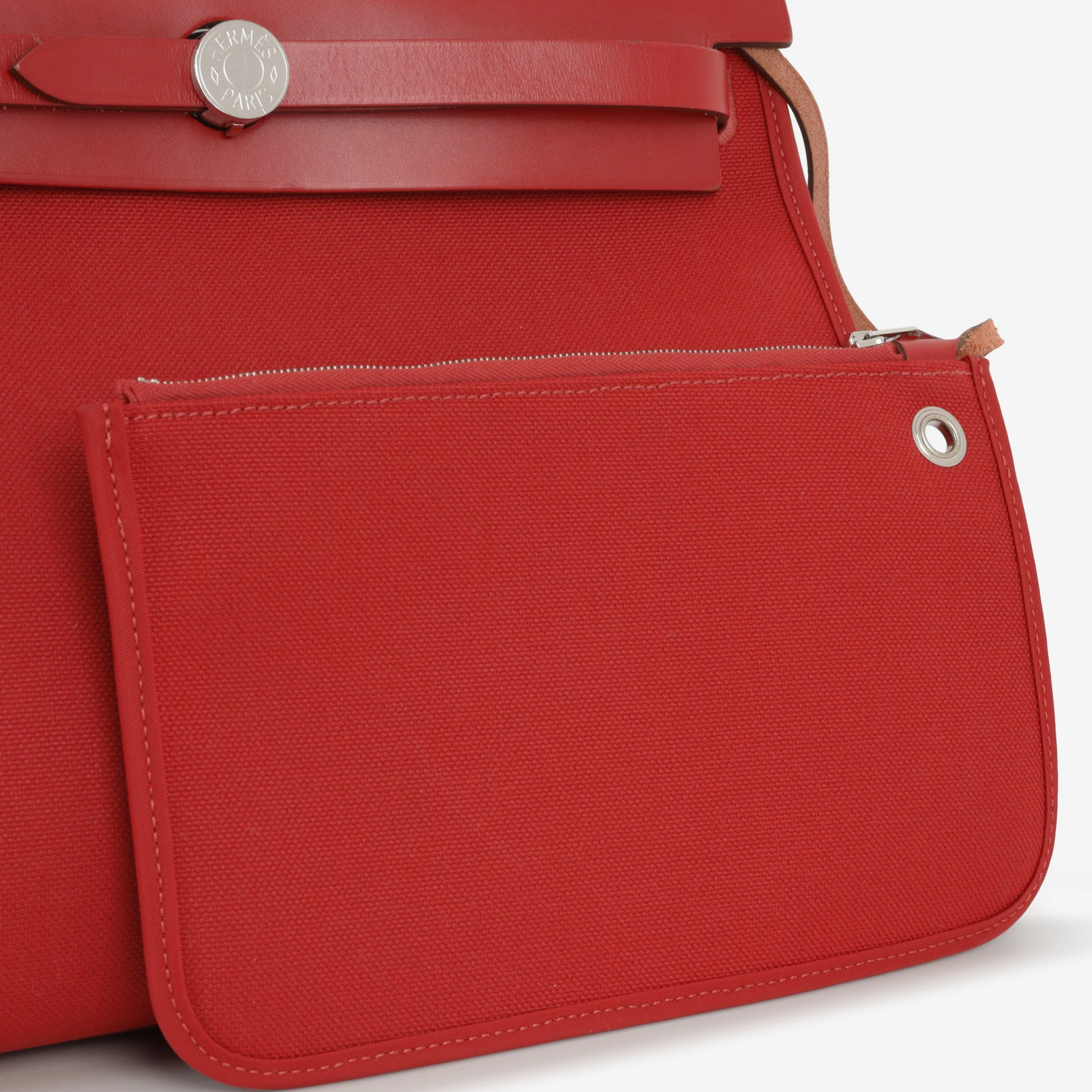 Hermès Herbag 31 - Rouge Piment Canvas / Hunter | Palladium Hardware - Image 6
