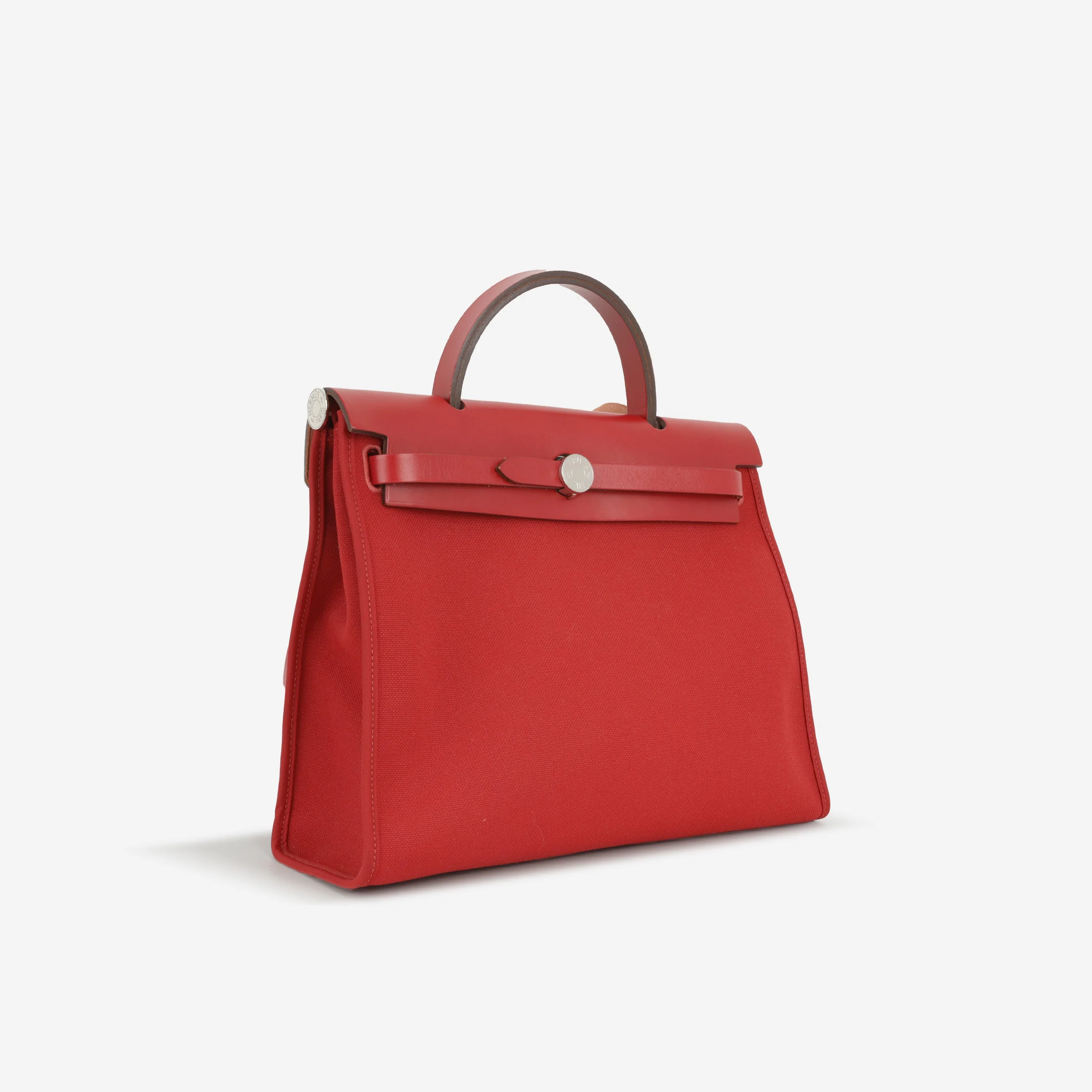 Hermès Herbag 31 - Rouge Piment Canvas / Hunter | Palladium Hardware - Image 2