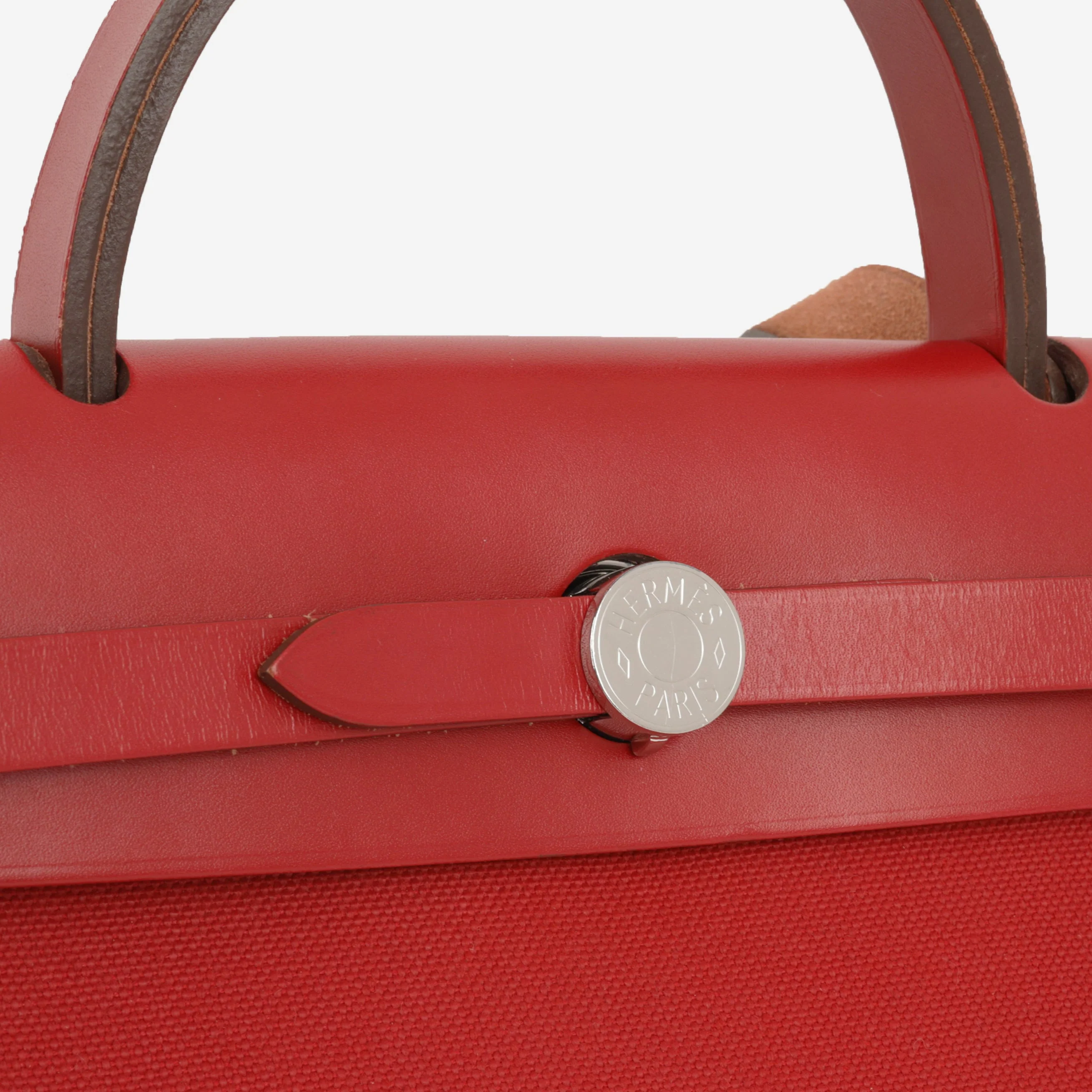 Hermès Herbag 31 - Rouge Piment Canvas / Hunter | Palladium Hardware - Image 5