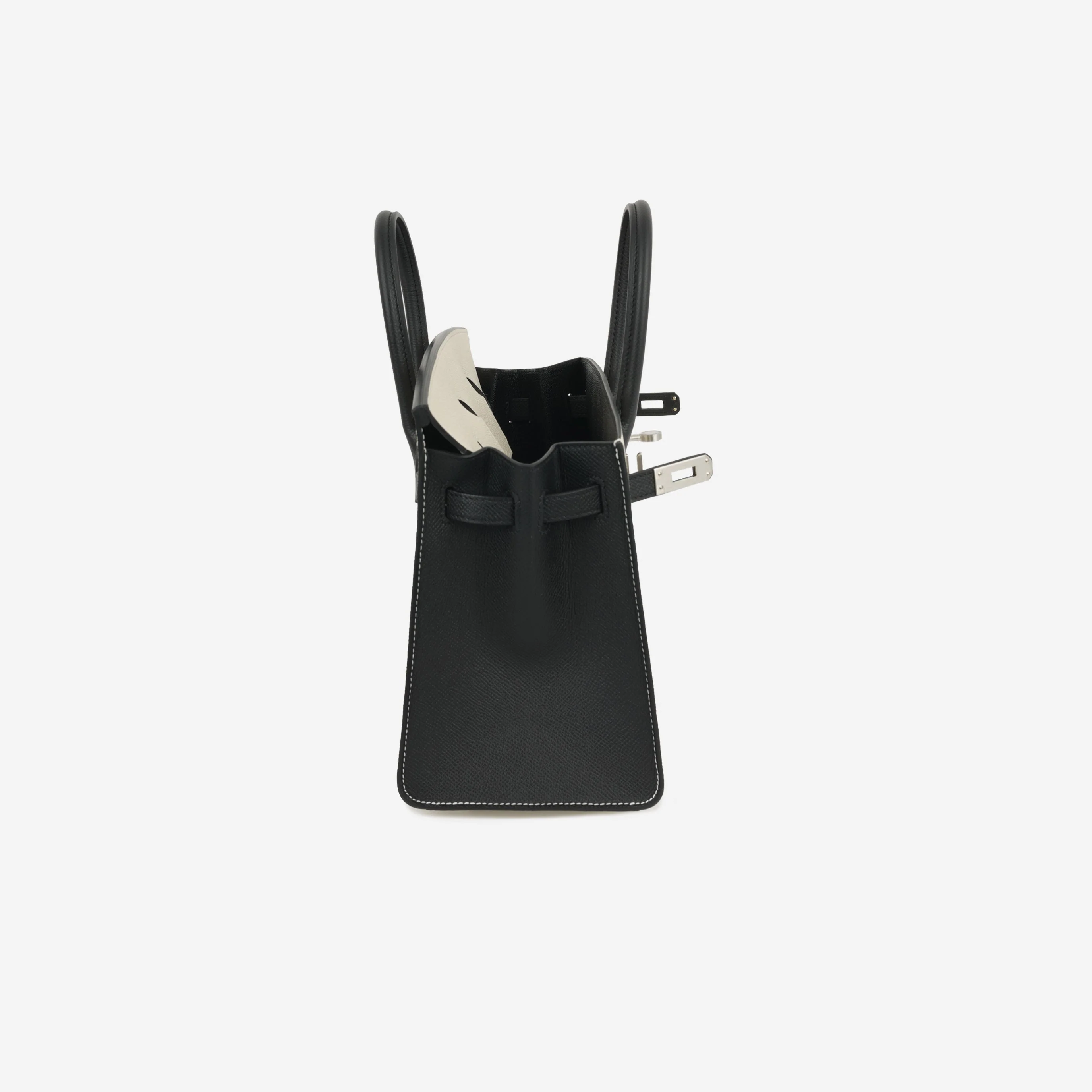 Hermès HSS Birkin 25 Sellier - Craie / Noir Epsom | Brushed Palladium Hardware - Image 3