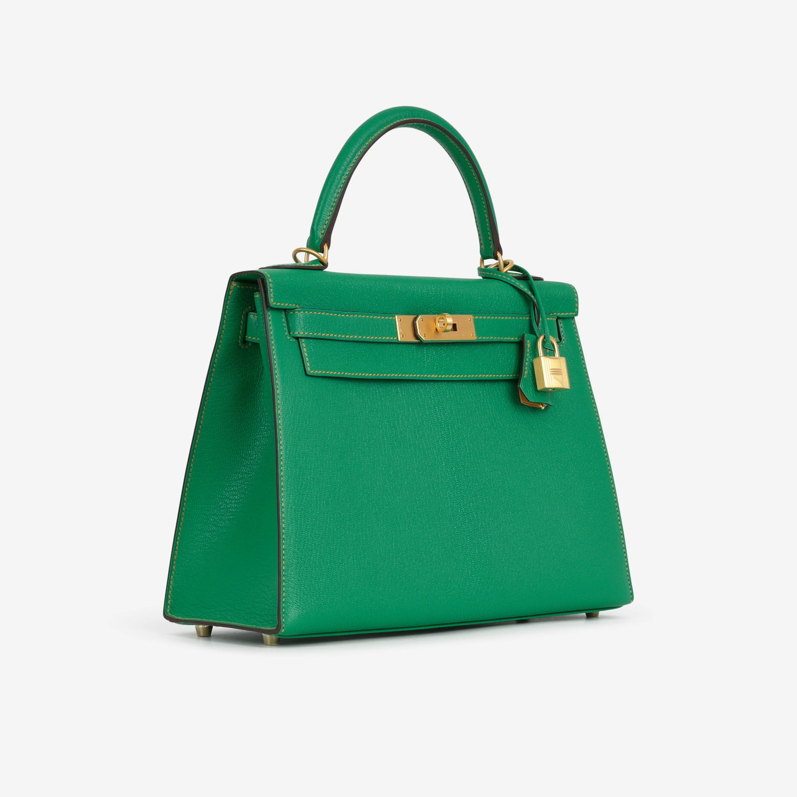Hermès HSS Kelly 28 - Menthe Chevre / Jaune De Naples Interior | Brushed Gold Hardware - Image 3