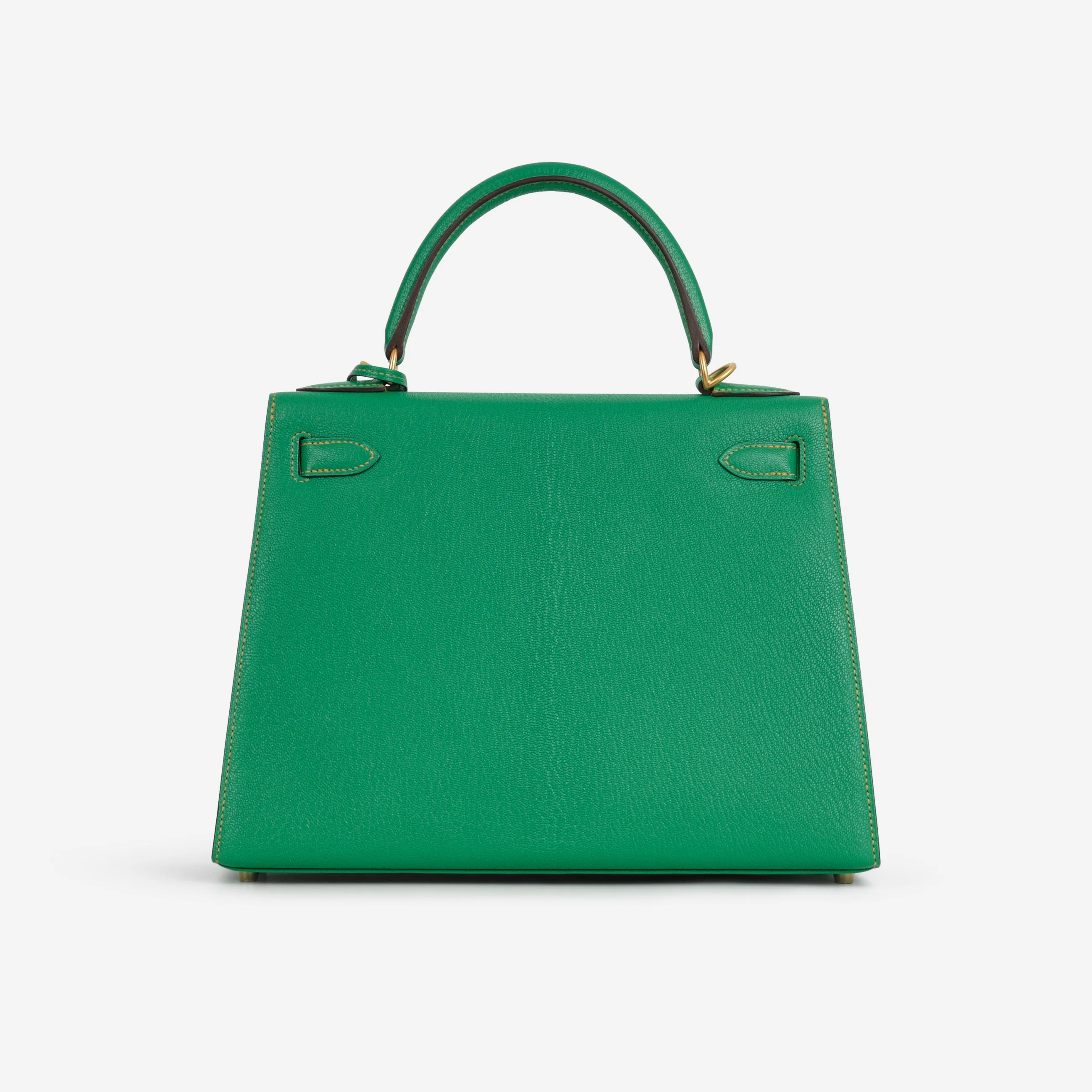 Hermès HSS Kelly 28 - Menthe Chevre / Jaune De Naples Interior | Brushed Gold Hardware - Image 4
