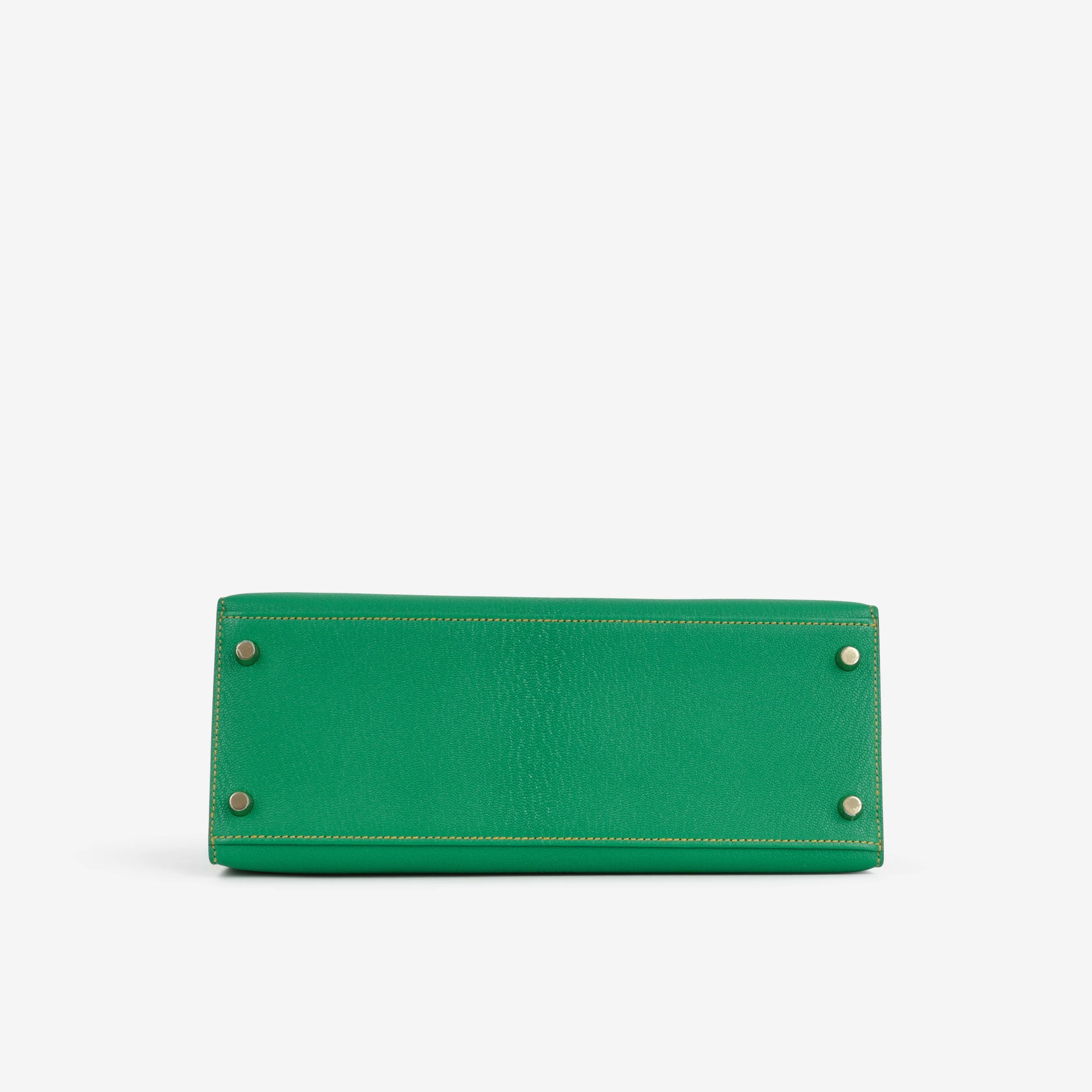 Hermès HSS Kelly 28 - Menthe Chevre / Jaune De Naples Interior | Brushed Gold Hardware - Image 5