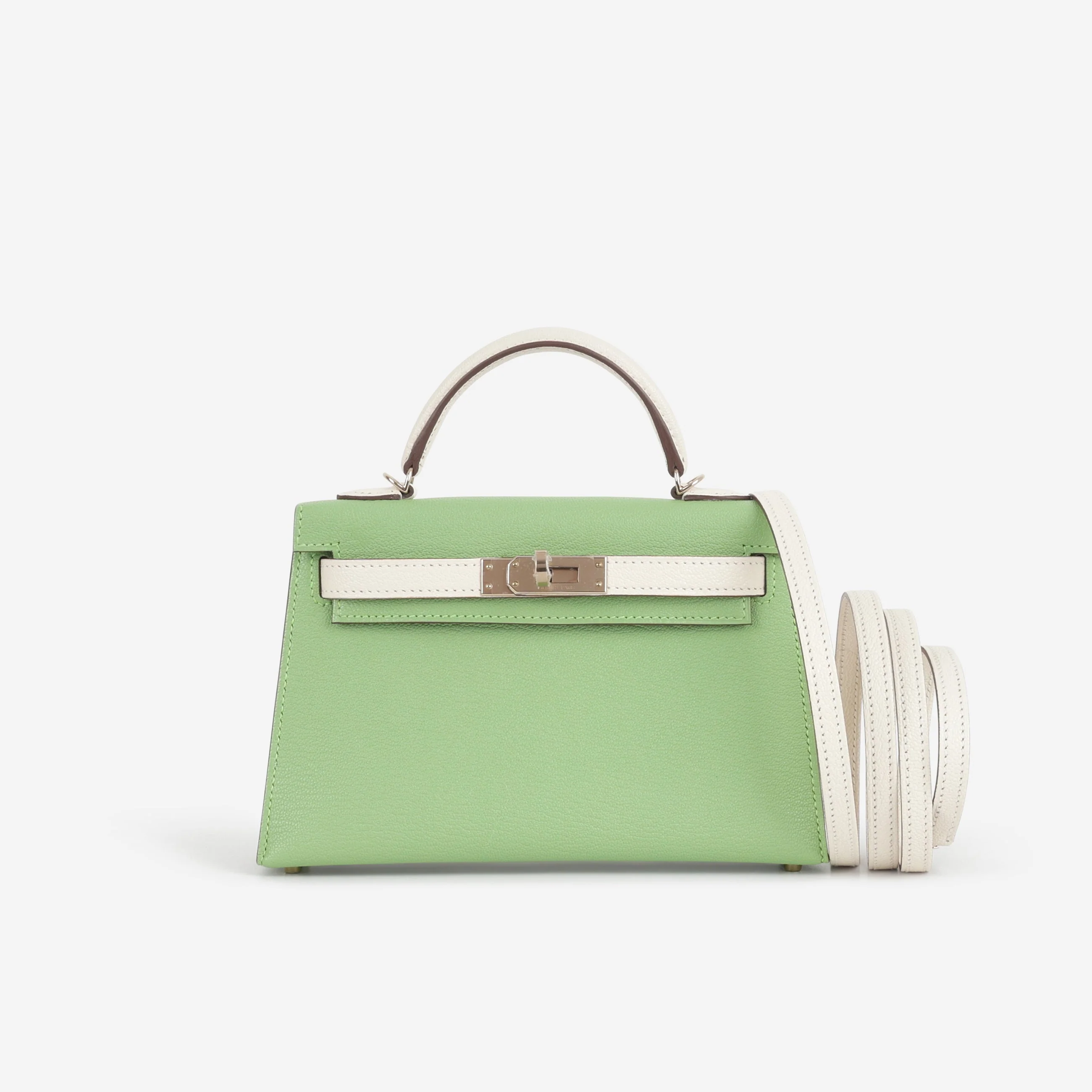 Hermès HSS Mini Kelly 20 - Vert Criquet / Craie Chevre | Permabrass Hardware - Image 2