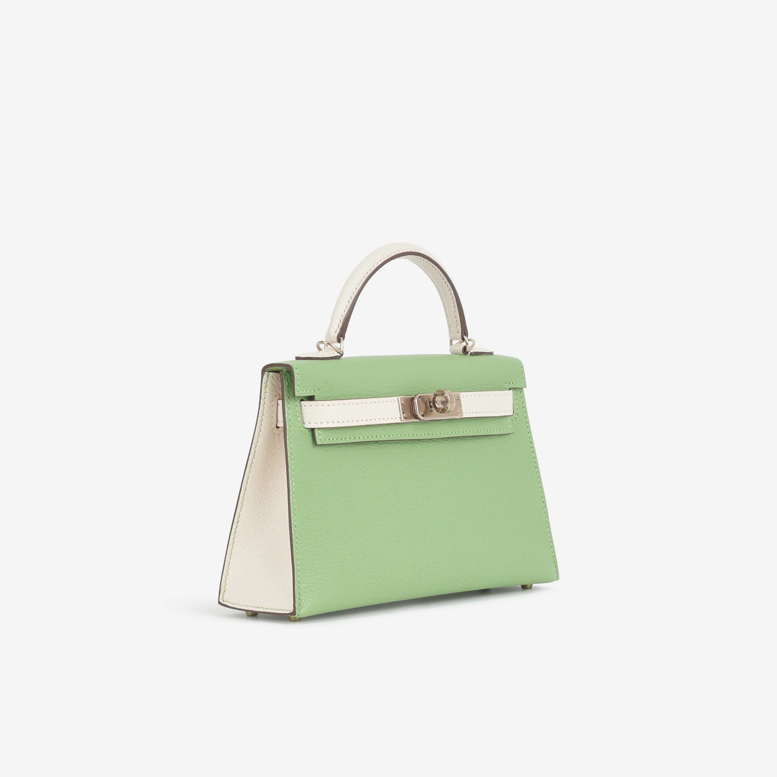 Hermès HSS Mini Kelly 20 - Vert Criquet / Craie Chevre | Permabrass Hardware - Image 3