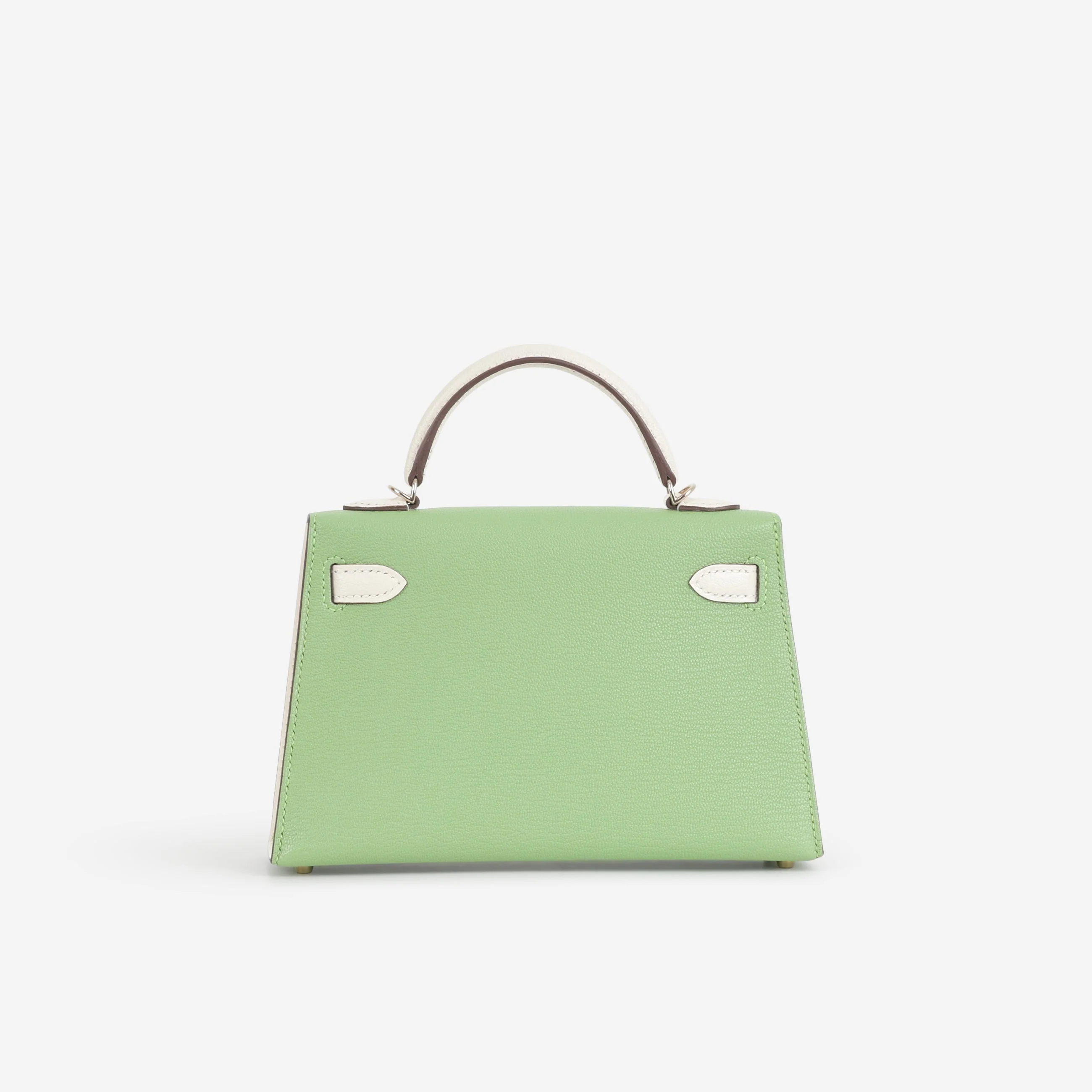 Hermès HSS Mini Kelly 20 - Vert Criquet / Craie Chevre | Permabrass Hardware - Image 4